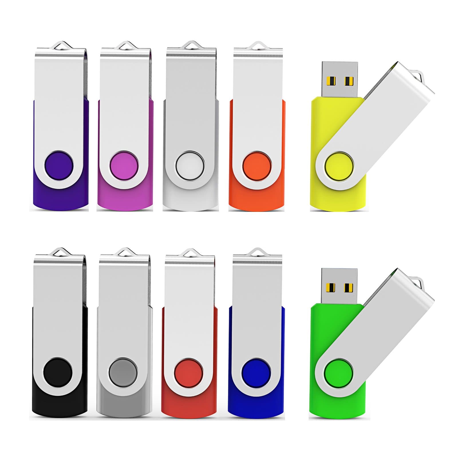 Aiibe 8GB USB Flash Drive Colorful 8G Memory Stick Thumbdrives 10 Pack (Mix Colors : Black Blue Red Green Orange White Yellow Pink Purple Silver)