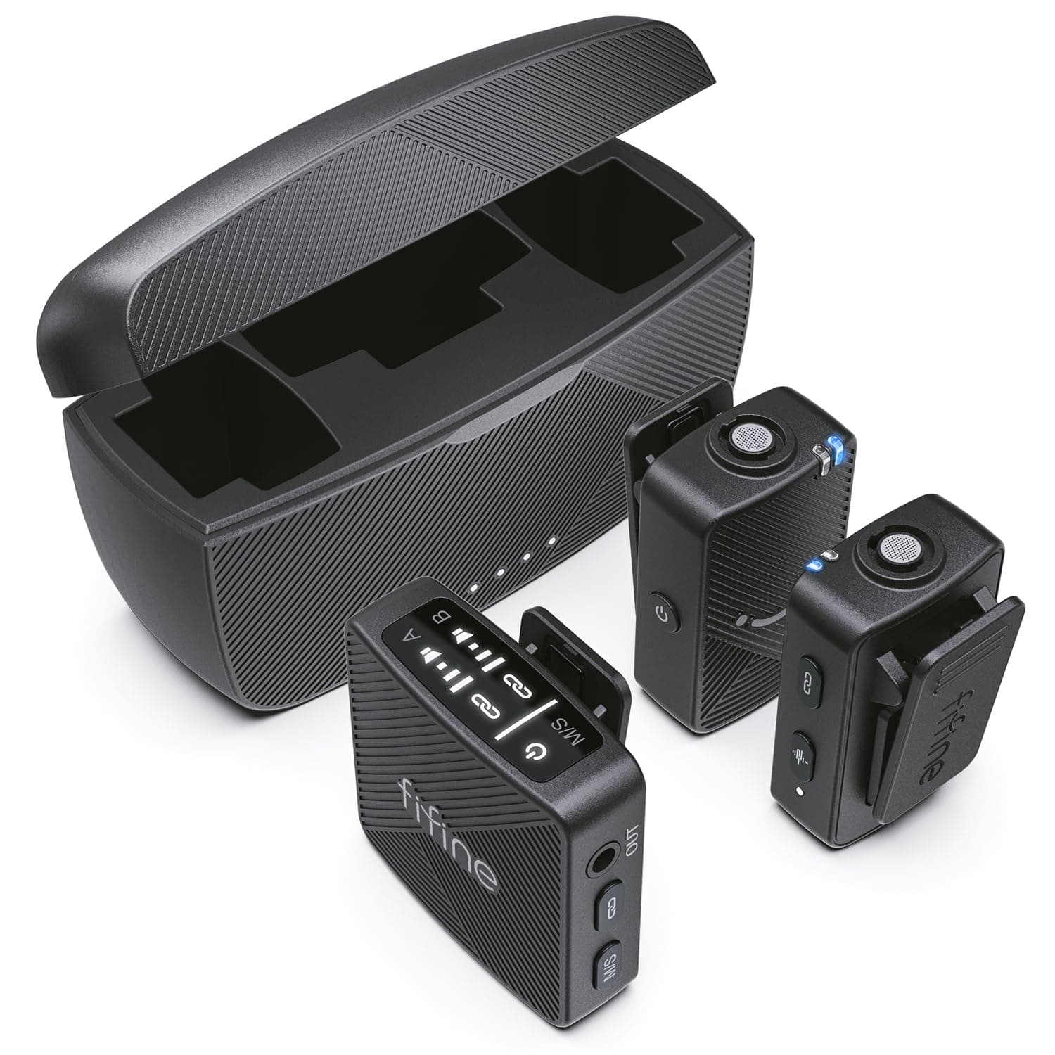 Wireless Lavalier Microphone for iPhone/Android/Camera, 2 Pack Cordless Lapel Mic System for Vlog Recording Video YouTube/TikTok Interview, Condenser Clip-On Microphone with Charging Case-M9