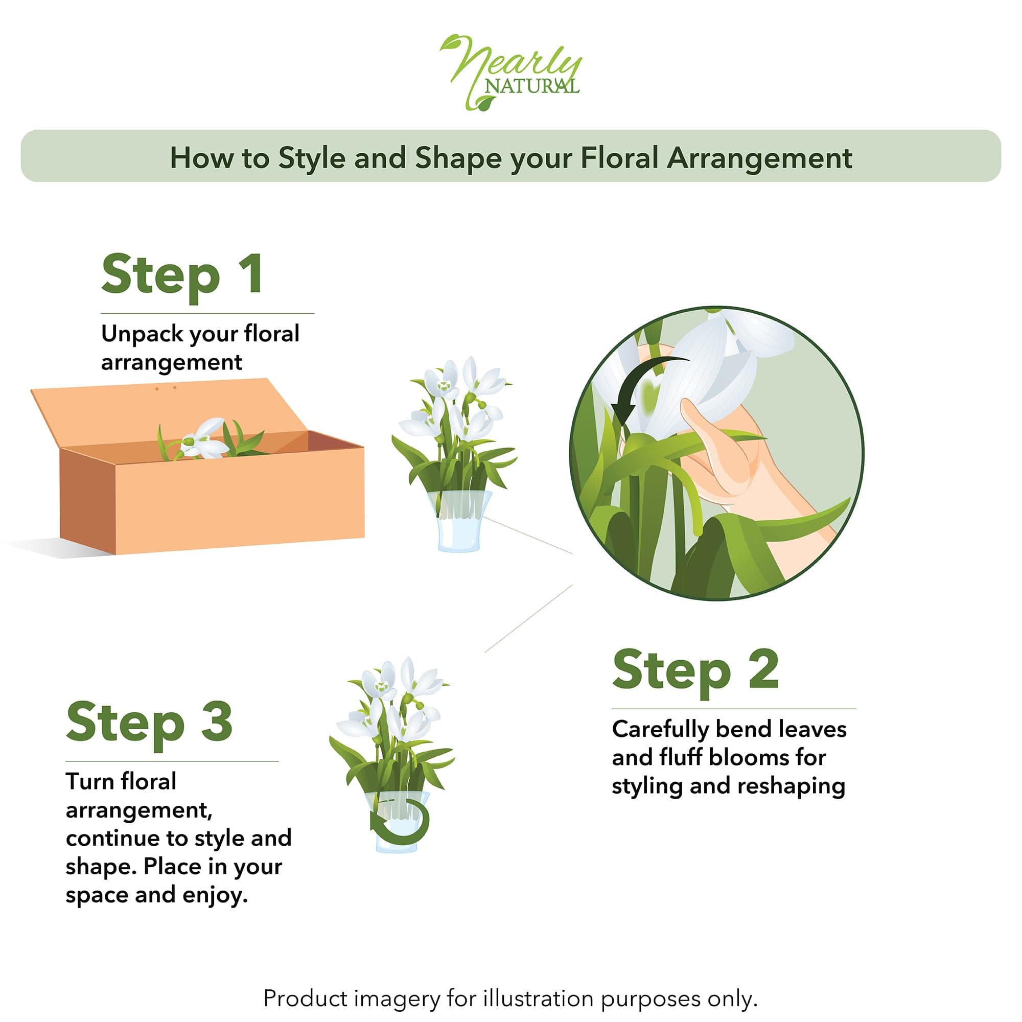 Nearly Natural 4570 Triple Phalaenopsis Orchid in Glass Vase,Green/White