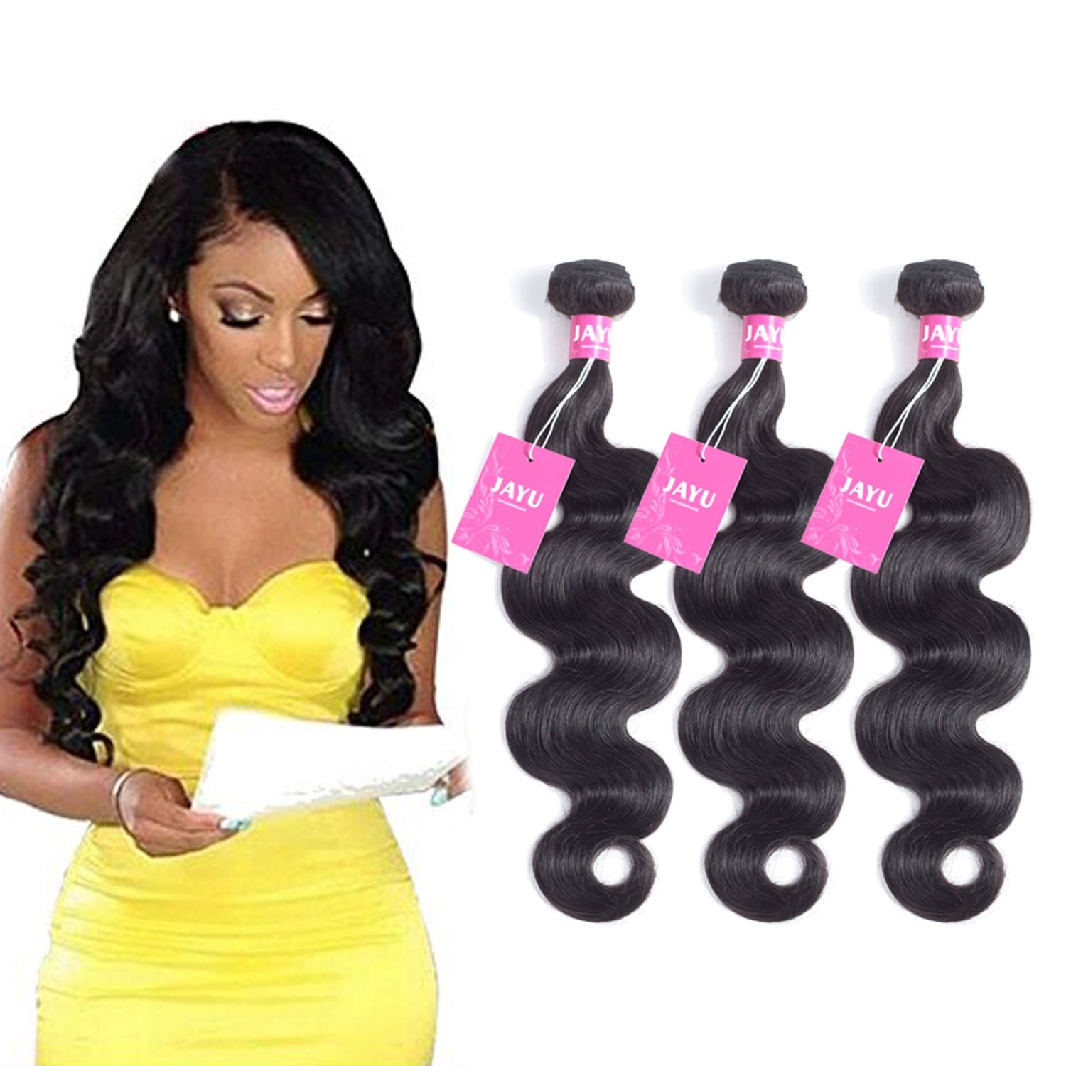 Jayu Hair Brazilian Body Wave 3 Bundles 100% Unprocessed Virgin Human Hair 10a Grade Hair Bundles Natural Color (8 10 12)…