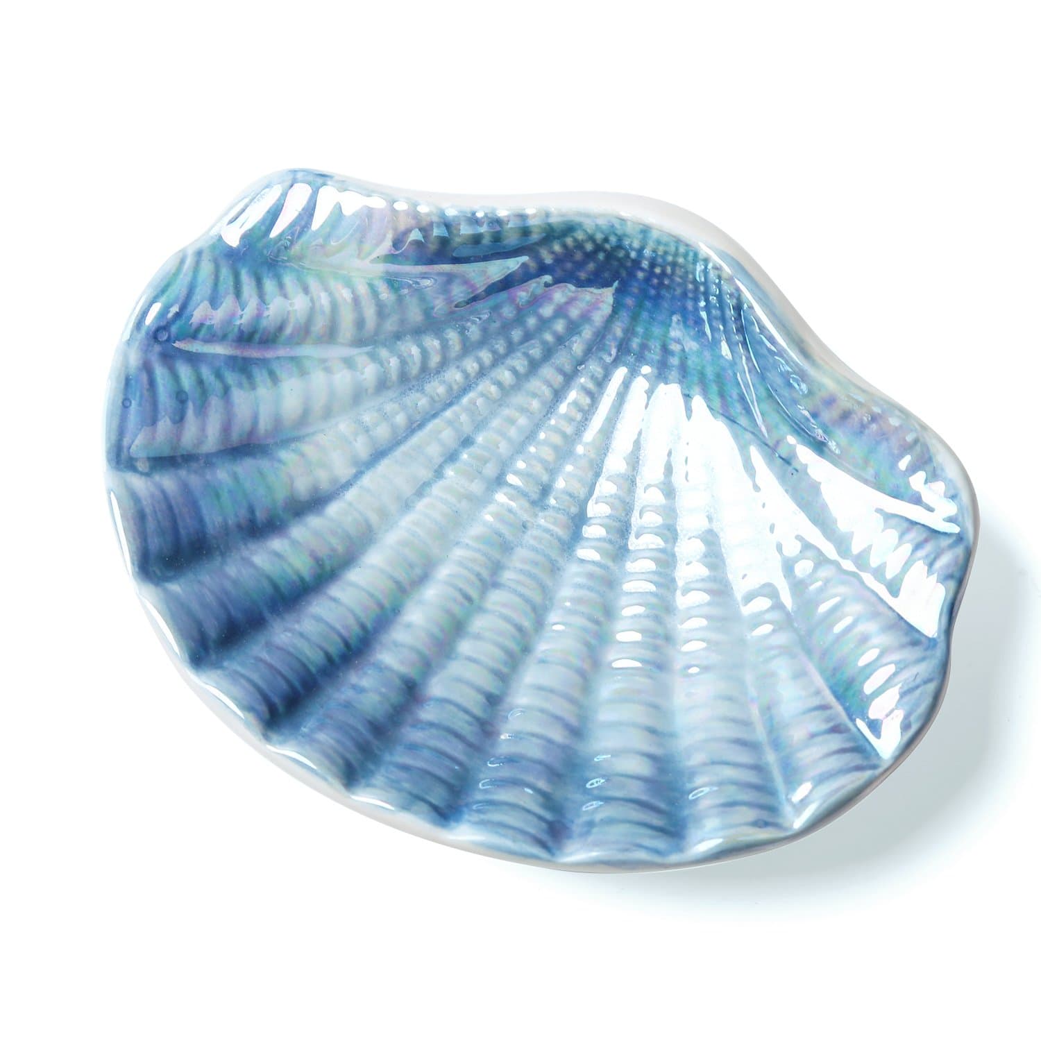 Ceramic Ocean Seashell Soap Dish, for Bathroom,Tub and Kitchen Sink-Blue