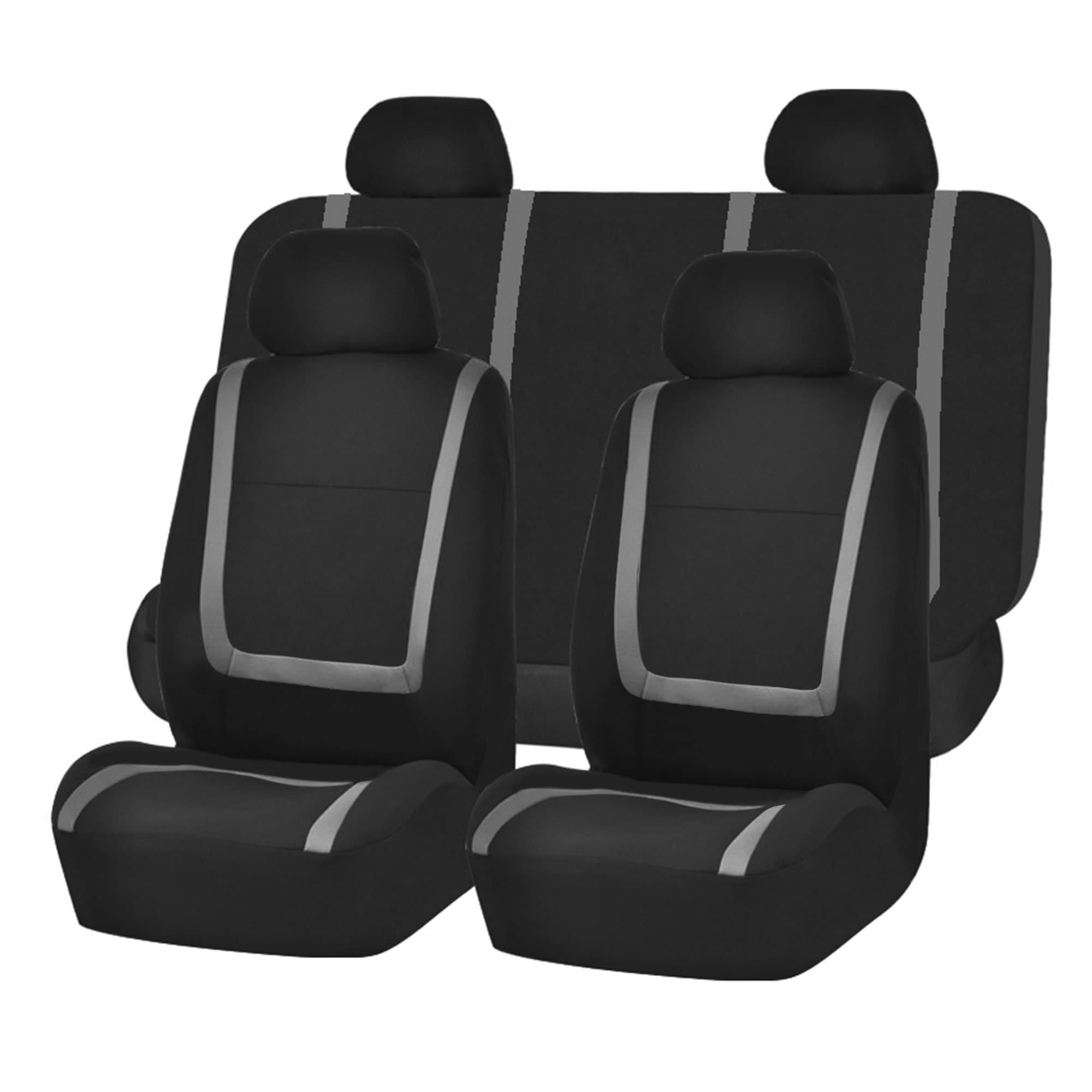 Automotive Seat Covers Gray Universal Fit Unique Flat Cloth Fits Most Cars, Suvs, And Trucks (With 4 Detachable Headrests And Solid Bench) Fh Group FB032GRAY114