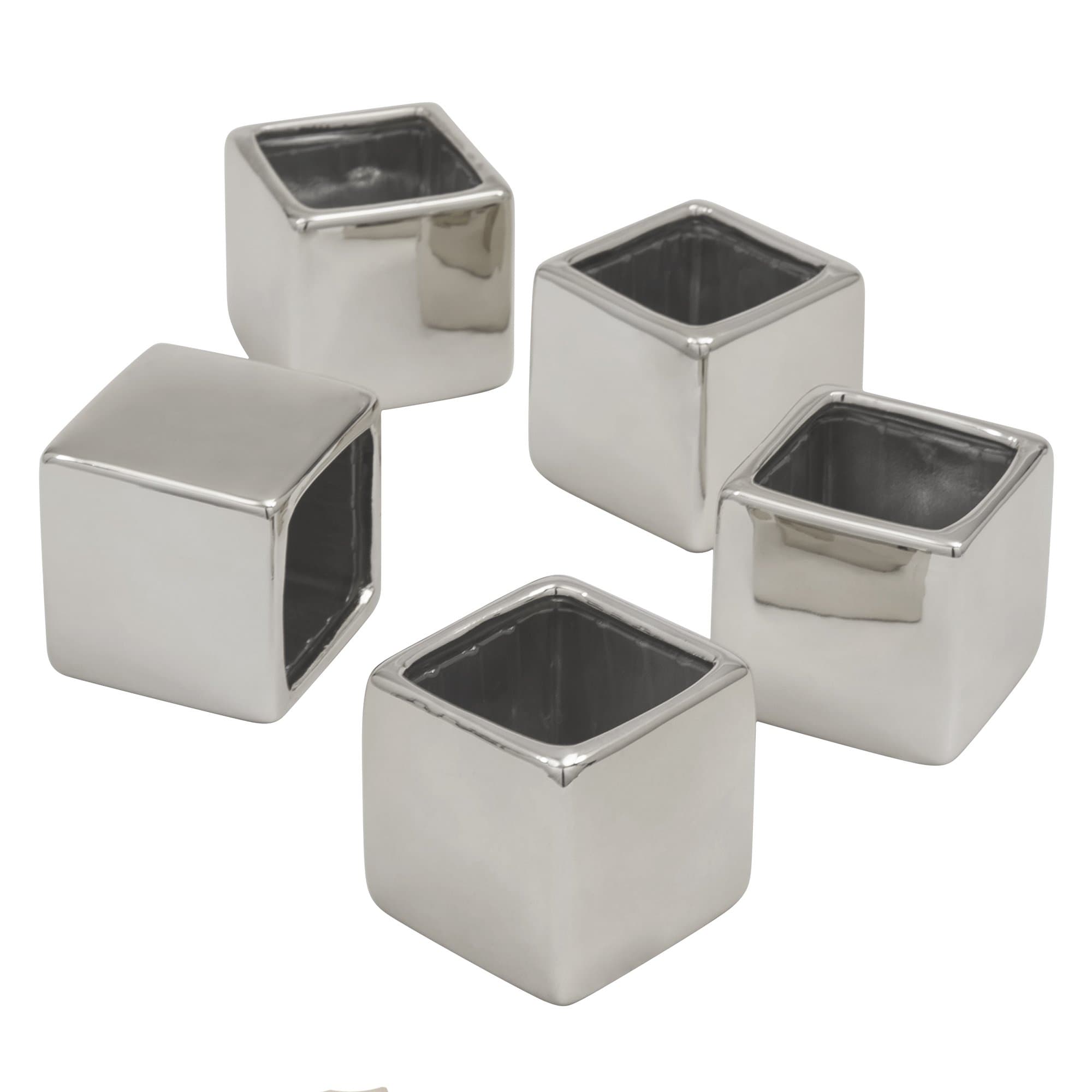 Ivy Lane Design Mini Flower Pots Party Favors, Silver, Set of 5