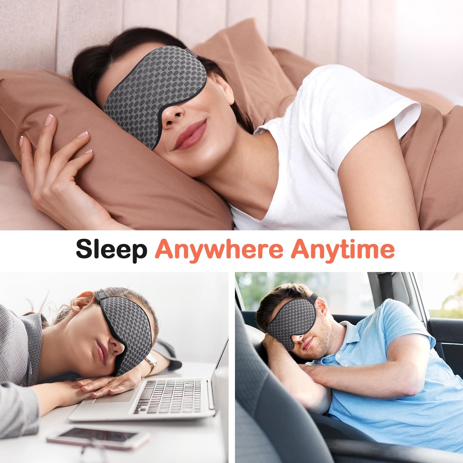 INNELO 3D Contoured Sleep Mask for Side Sleepers, 100% Light Blocking Sleepin...