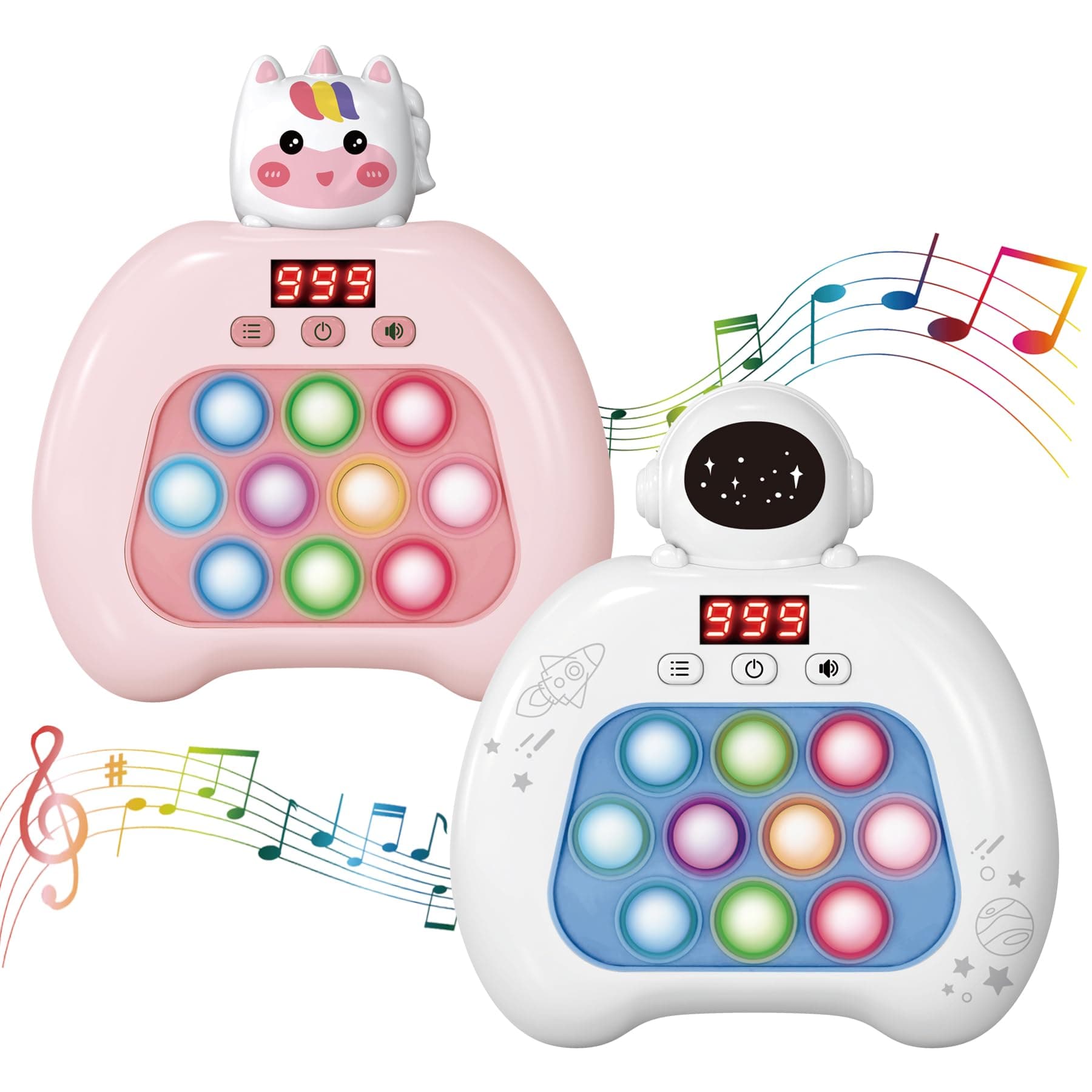 Electronic Pop It Game with LED Screen - 2-Player Online Bubble Pop Fidget Toy, Brain Training STEM Game for Kids 3-12, Anti-Anxiety Sensory Toy, Educational Birthday Gift for Boys Girls(Whtie)