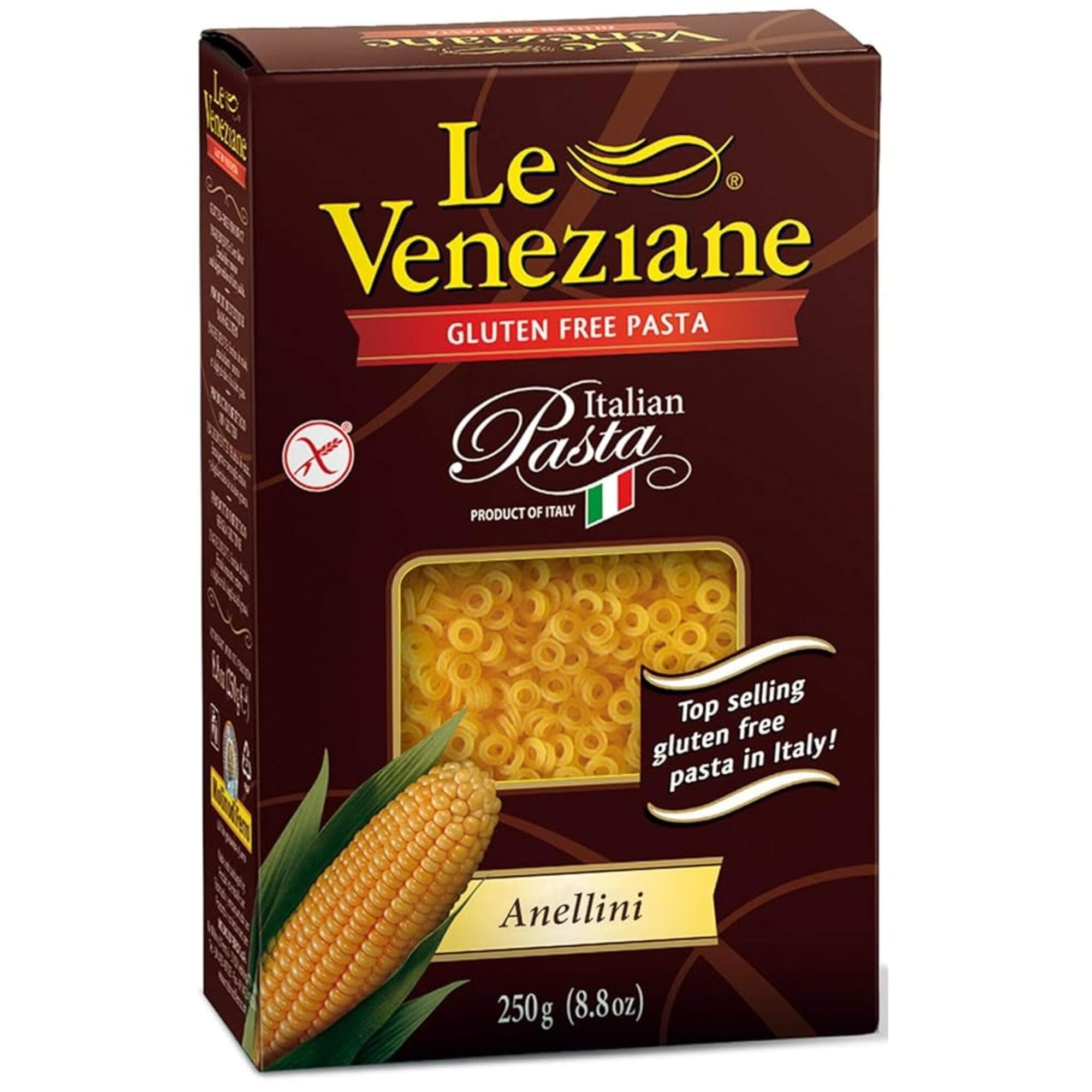Le Veneziane Gluten Free Pasta Noodles ~ Anellini Noodles ~ Corn Pasta ~ 2 Count (8.8 Oz.)