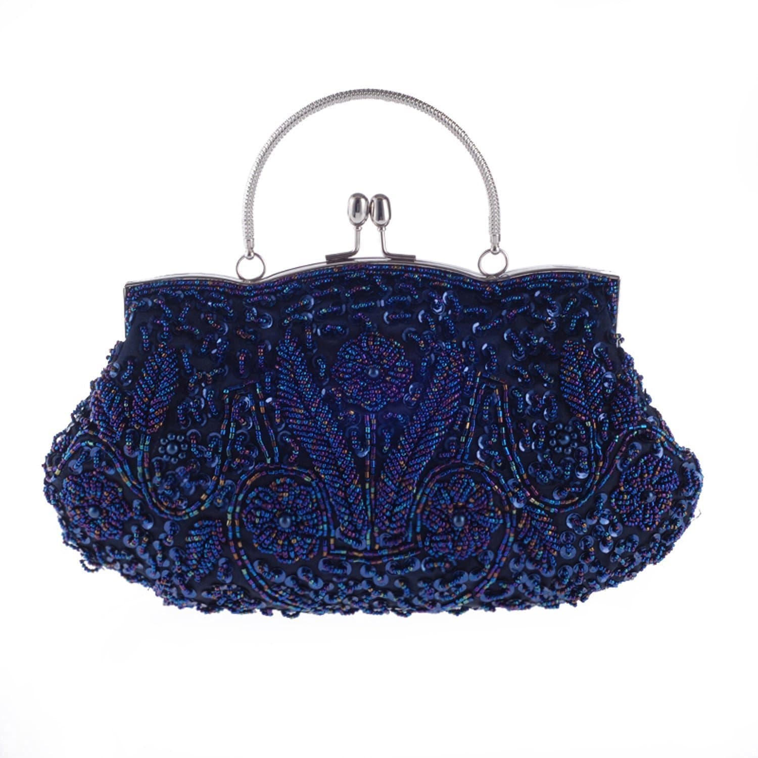 ORSERA Women's Vintage Clutches Purses Evening Bags Handbag Shoulder Bag Seed Beaded Sequin Flower for Wedding Bridal Prom Party