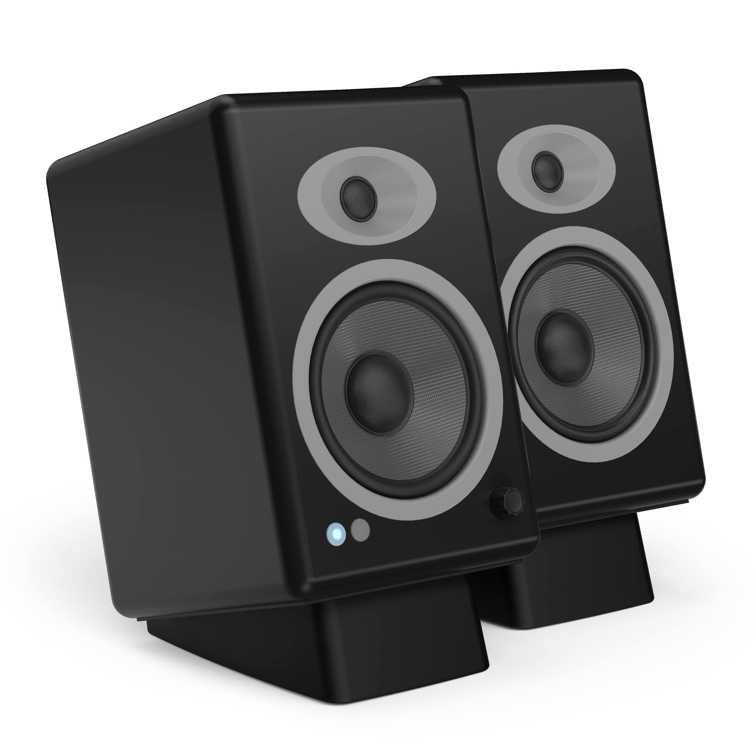 HumanCentric Desktop Speaker Stands Wedge, Desk Speaker Stands for Small and Medium Speakers, Anti Vibration Silicone Angle Wedge Speaker Riser for Computer, Bookshelf, and Studio Speaker Stand, Black