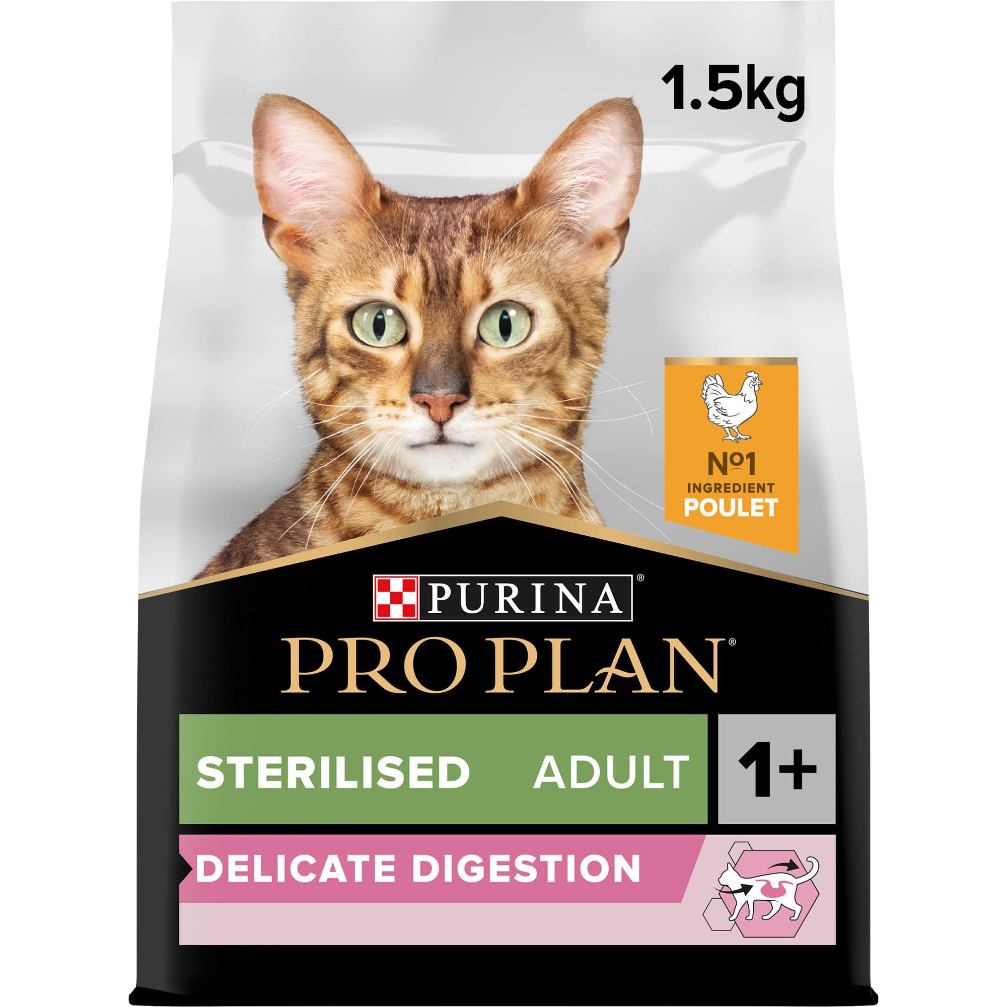 Sterilised Adult Delicate Digestion Dry Cat Food with Chicken, 1.5 kg