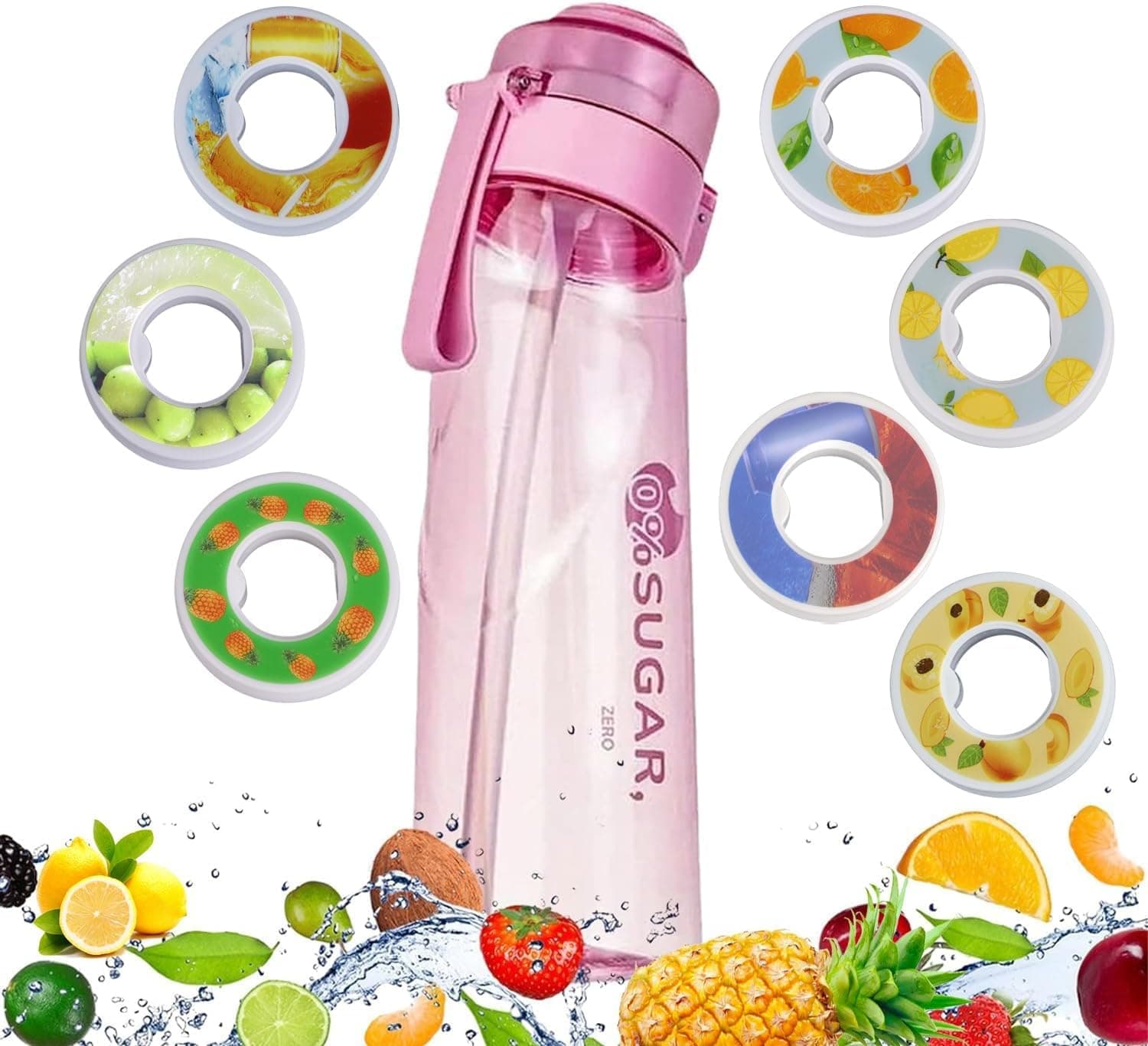 – Fruity Scented Air Up Water Bottle with Flavor Pods, 21.9 Oz/650ml Fruit Fragrance Water Bottle, Scent Water Cups Suitable for Outdoor Sports, 5Pcs Flavor Pods (T Pink)