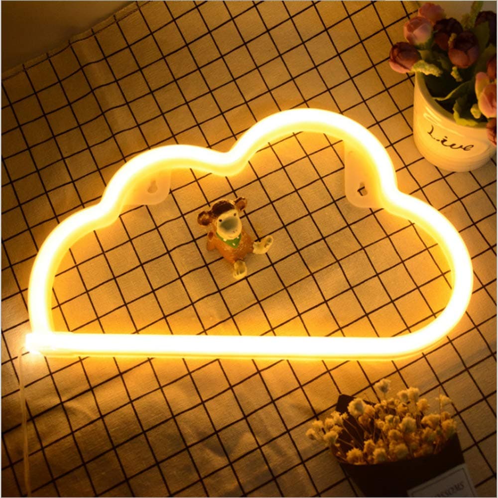 Hopolon Cloud Neon Signs, LED Neon Light for Party Supplies, Girls Room Decoration Accessory, Table Decoration, Children Kids Gifts (Warm White Cloud)