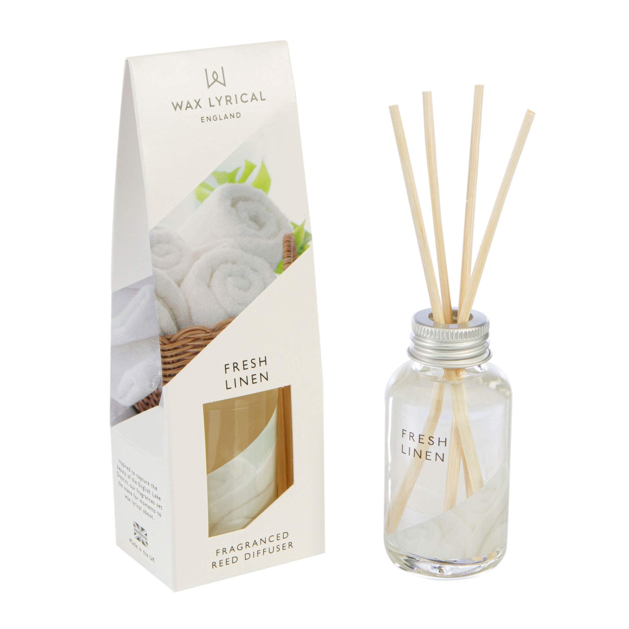 Wax Lyrical Fresh Linen, 40ml Reed Diffuser, White
