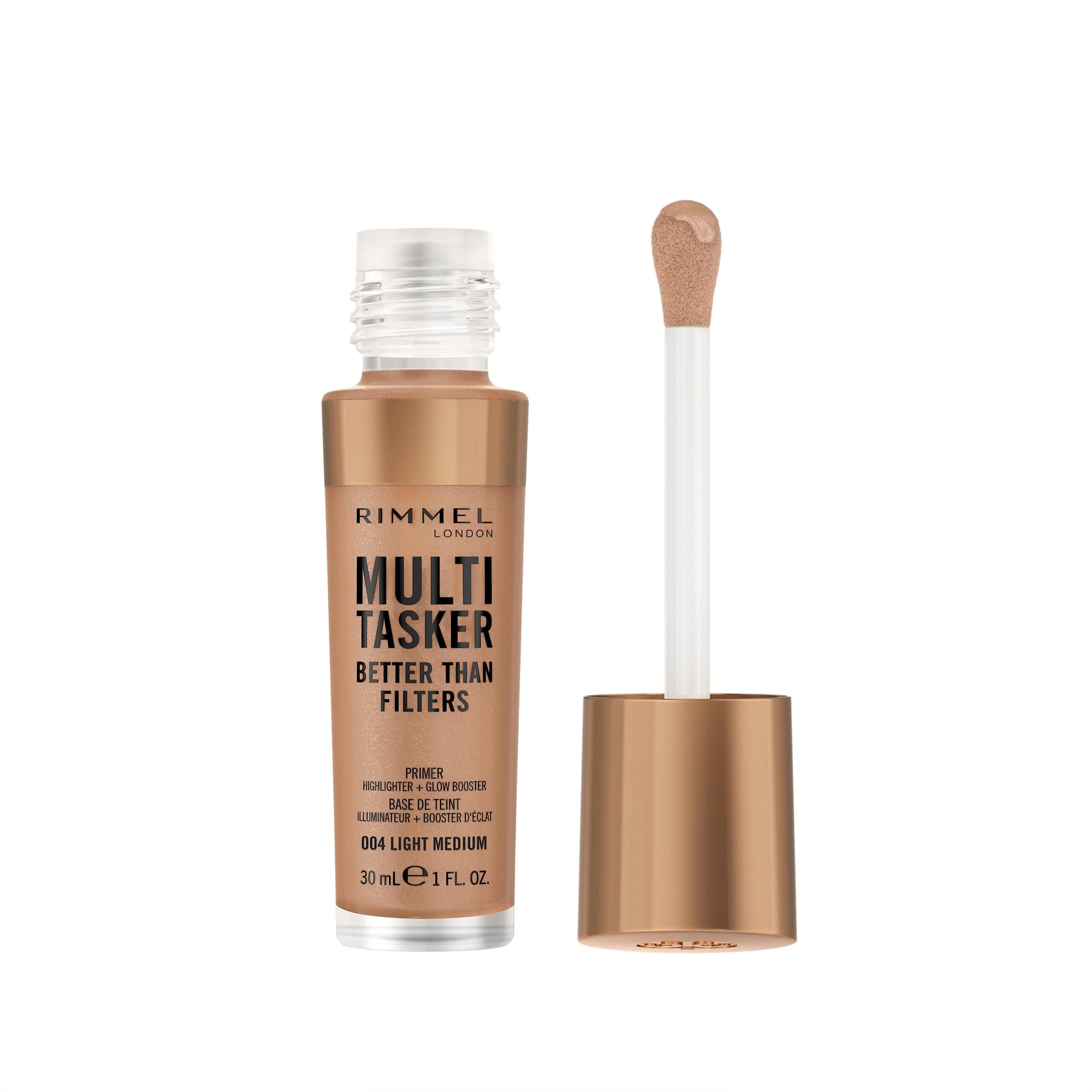 Multi Tasker Better Than Filters, 004 Light Medium, 3 in 1 Face Primer, Glow Booster and Highlighter, Flawless Finish, Infused with Vitamin C and E, Maxi Soft Applicator, Vegan, 30ml