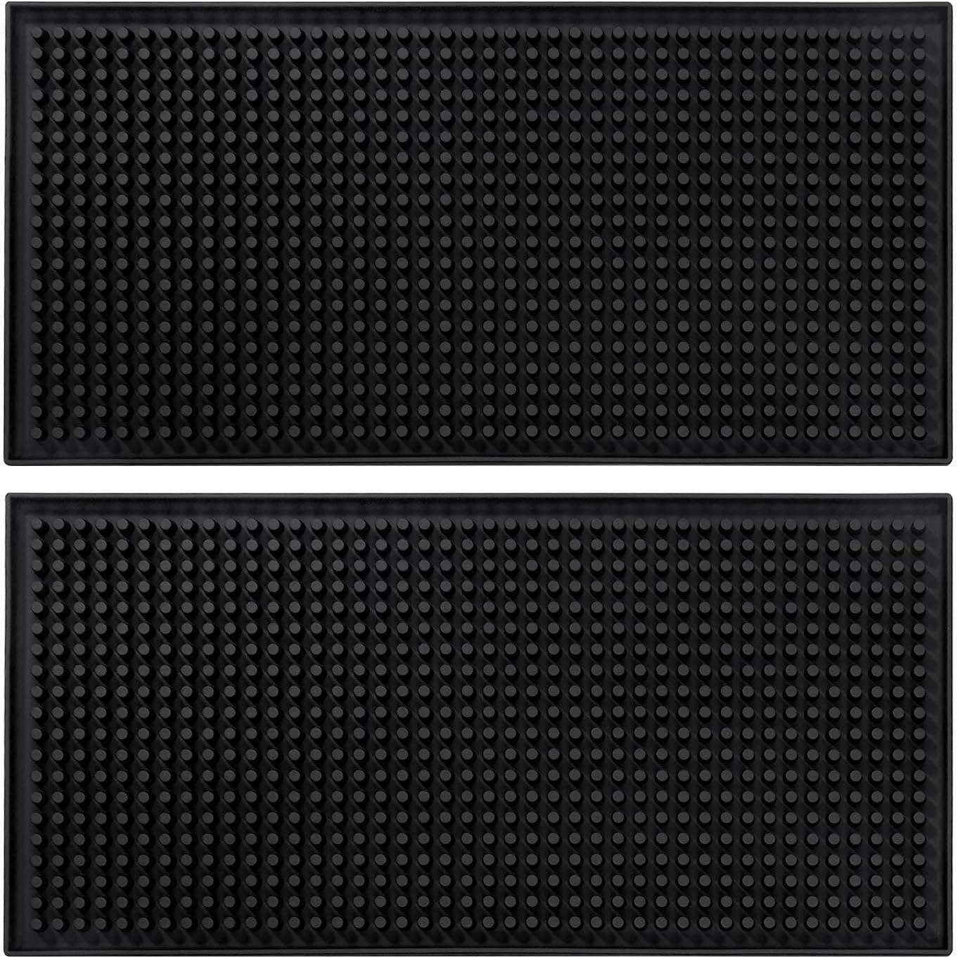 Premium Rubber Bar Mat 30x15cm, Countertop Barber Service Spill Mat (Set of 2), Black