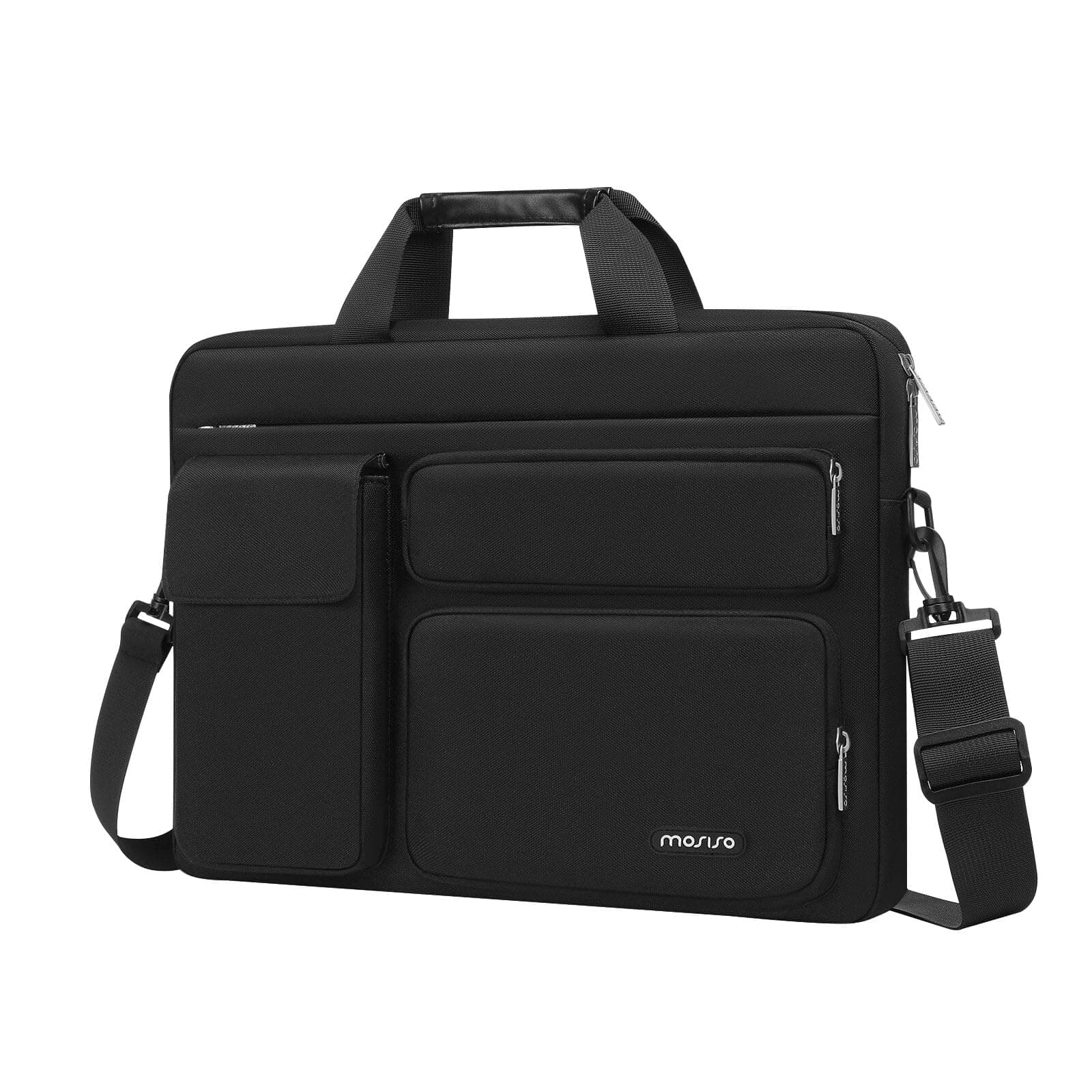 - Laptop Shoulder Bag 15.6 inch, 15-15.6 inch Computer Bag Compatible with MacBook Pro 16 inch, HP, Dell, Lenovo, Notebook with 2 Raised&1 Flapover&1 Horizontal Pocket&Handle&Belt, Black
