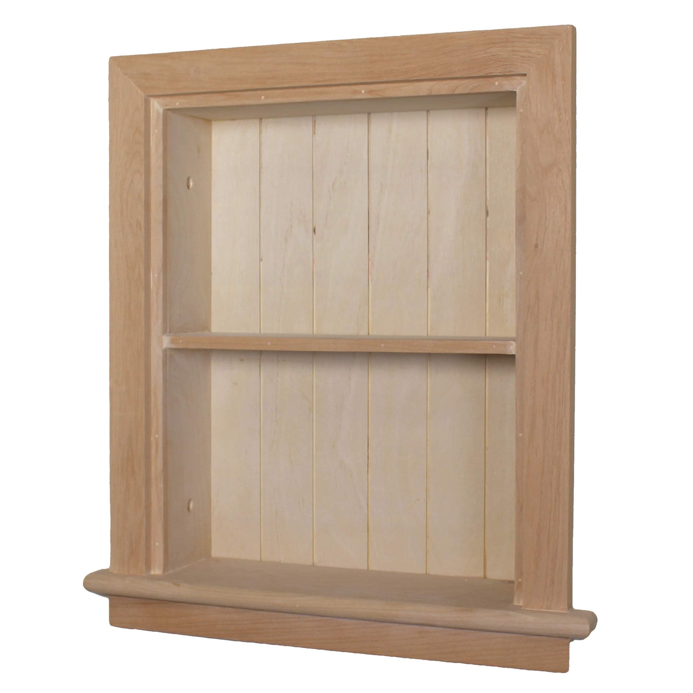 Fox Hollow Furnishings 14x18 Aiden Recessed Wall Niche Medicine Cabinet Replacement, in The Wall Bathroom Cabinet Insert Shelf/Shelves, Made in North America, Real Wood, NO MDF, Beadboard, Unfinished