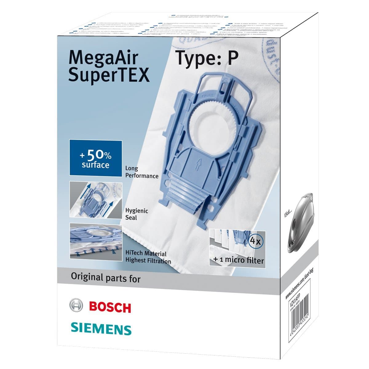 Bosch/Siemens Type P Vacuum/Fleece/12 Pieces/for Siemens VS08, Bosch BSG8