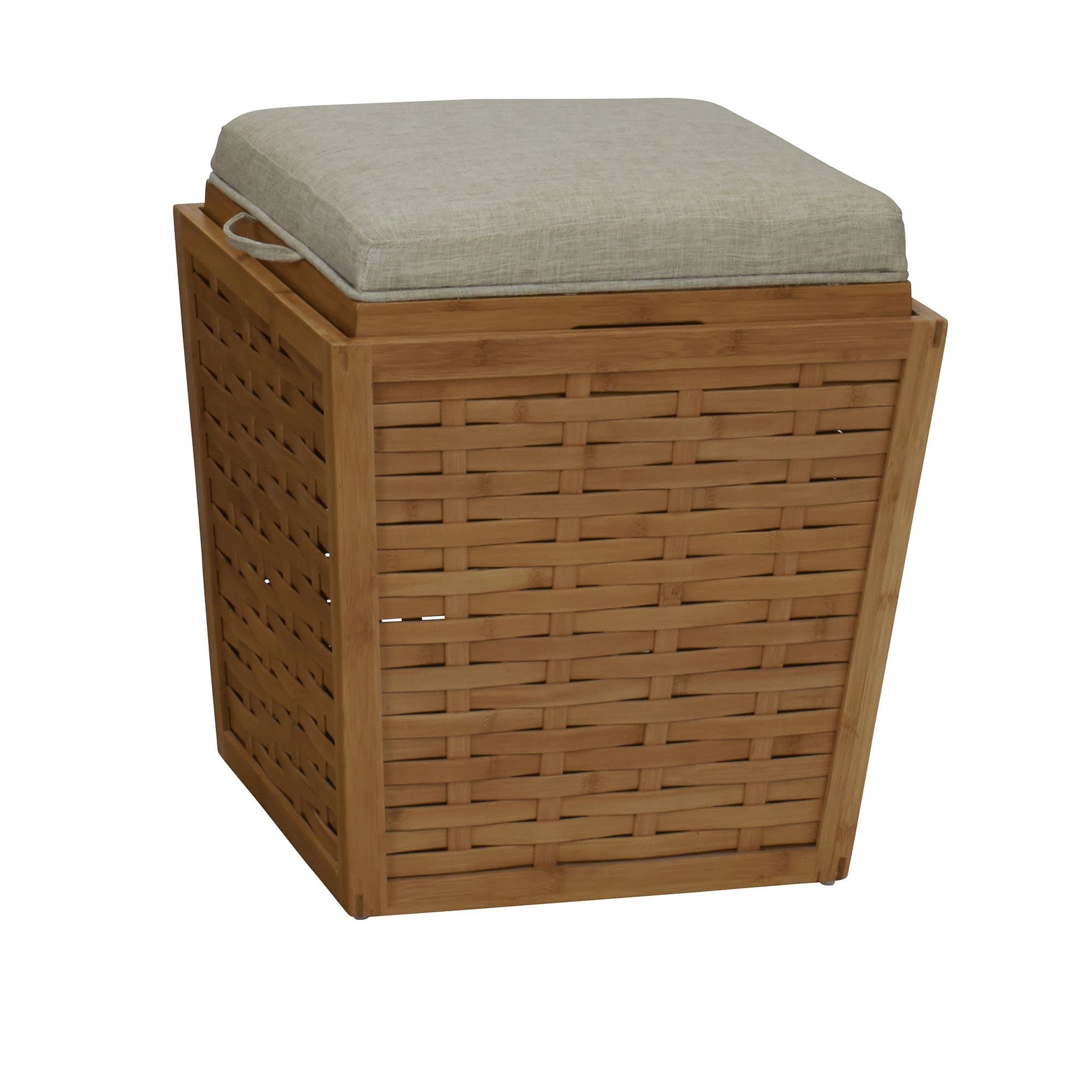 Household Essentials Natural Bamboo Basket Weave Storage Ottoman