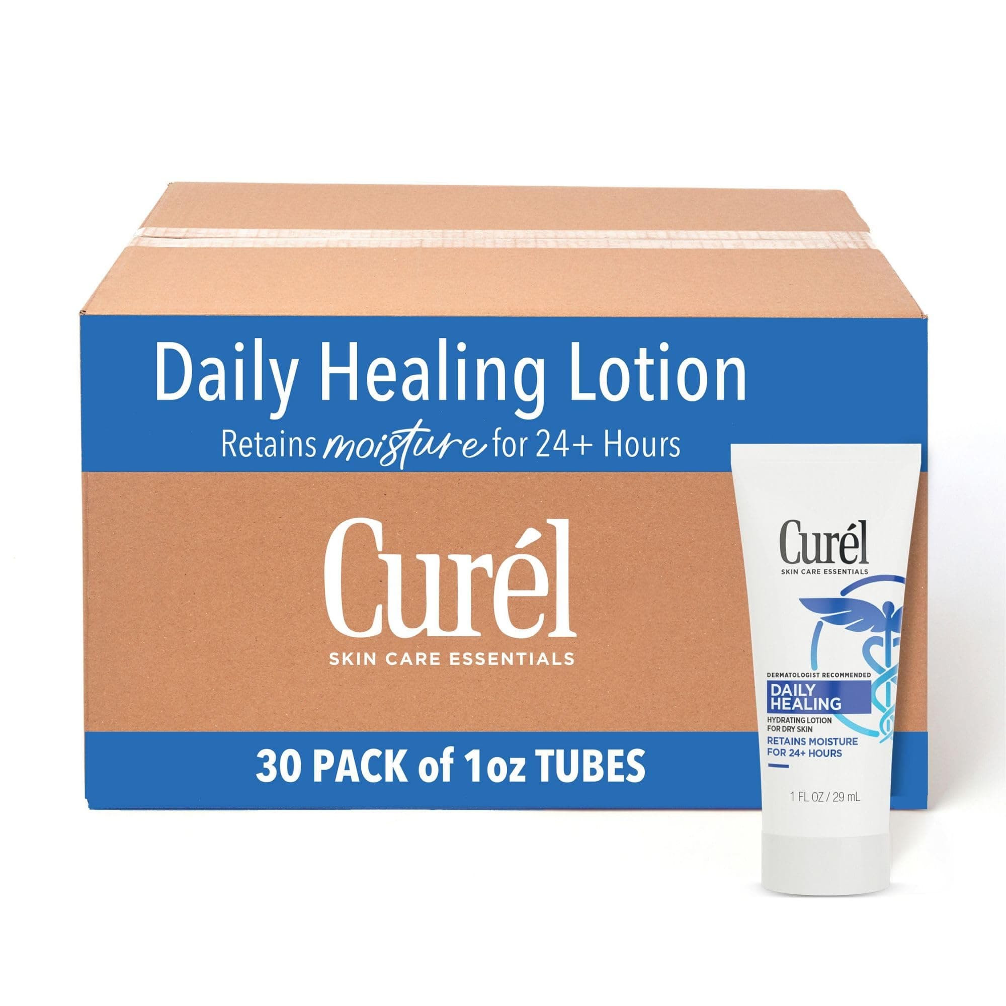 Curel Daily Healing Dry Skin Lotion, Hand and Body Moisturizer, 1 fl Ounce Travel Size, Mini size, 30-pack, with Advanced Ceramide Complex, helps to Repair Moisture Barrier