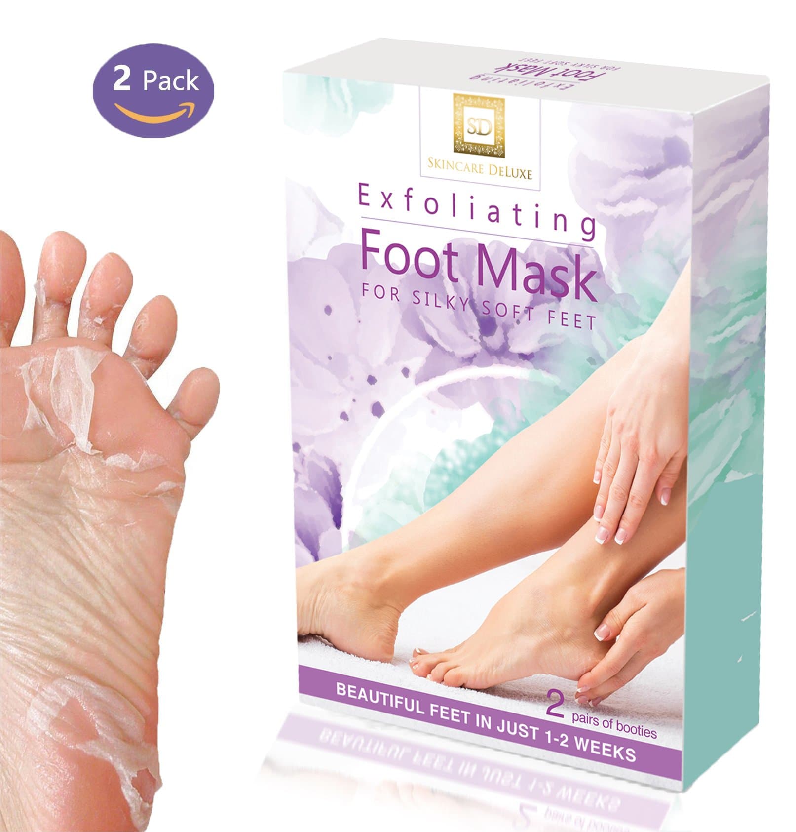 Exfoliating Foot Peel Mask for Silky Soft Baby Feet Treatment With Natural & Hydrating Extracts For Men & Women | Remove Calluses, Restore Rough Heels, Soften Skin-2 Pairs by Skincare DeLuxe