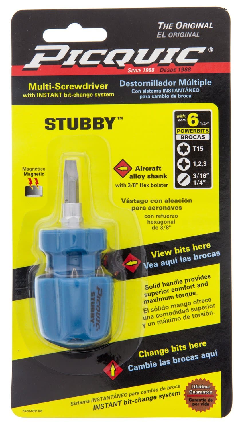 Picquic Stubby Multi-bit Screwdriver Colors Vary