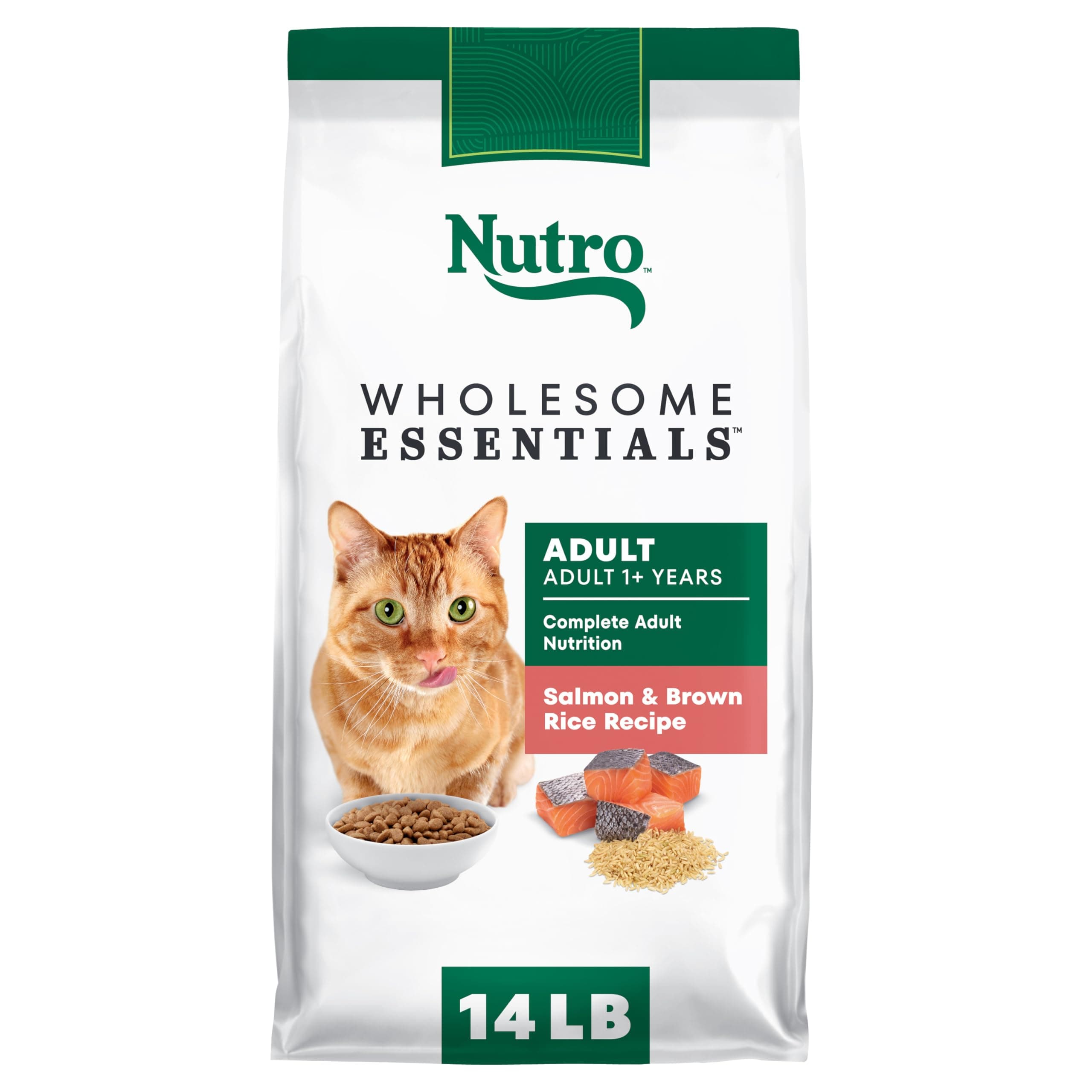 Nutro Wholesome Essentials Dry Cat Food, Adult Cat Food Dry Salmon & Brown Rice Recipe, 14 lb. Bag