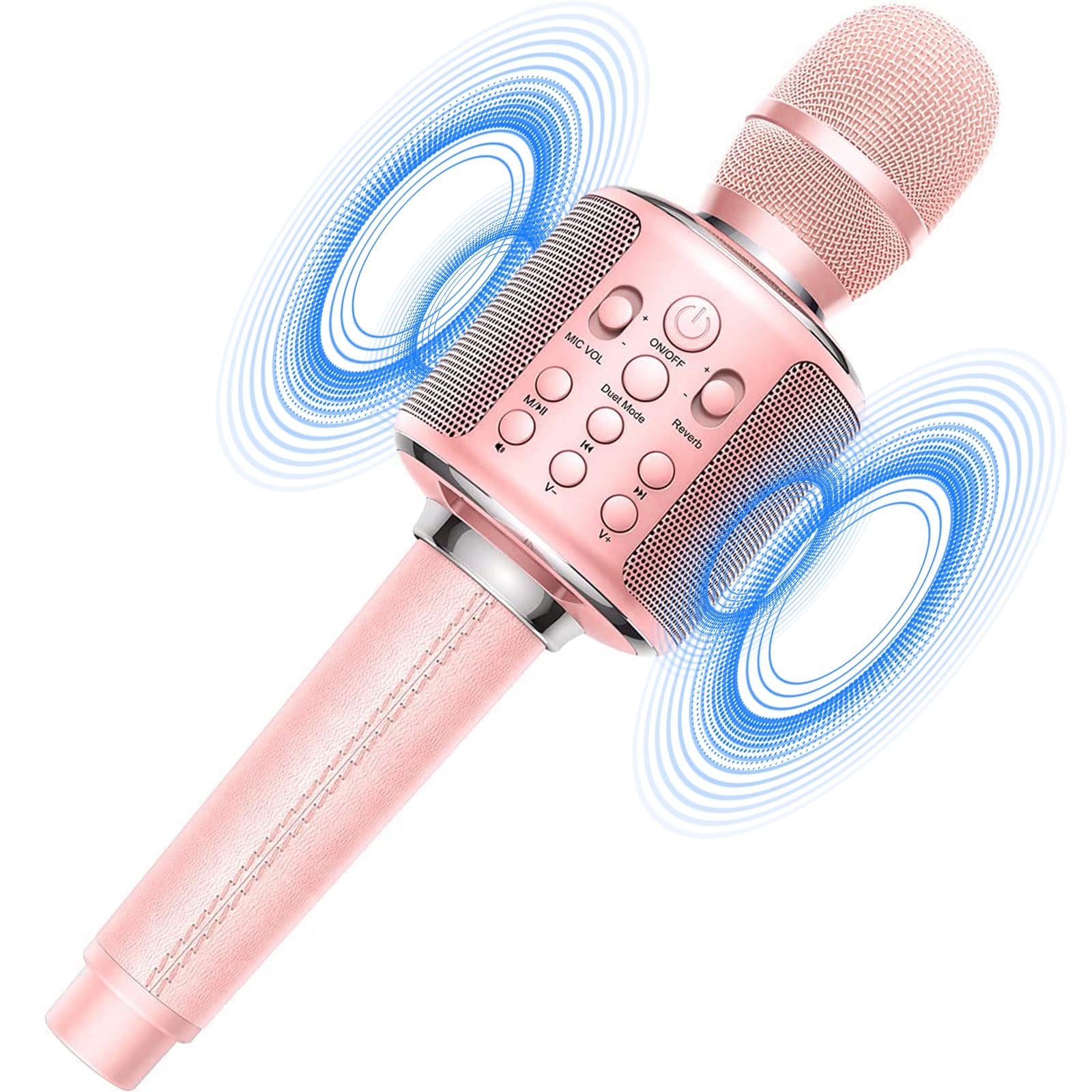 XZL Bluetooth Karaoke Microphone for Kids & Adults, Wireless Rechargeable Mic with Built-in Stereo Speaker, Echo|Duet Mode|Recording|Music Playback, Premium Leather Handle, Portable Storage Case