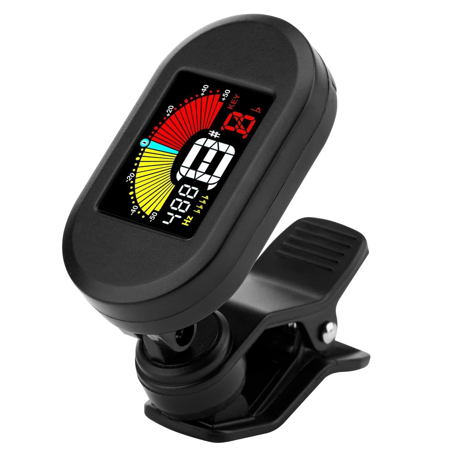 Mugig guitar tuner for Chromatic, Guitar, Ukulele, Bass, Violin, Clip-on Tuning, large and clear LCD Screen Colorful Display, 430 HZ to 45O HZ, Battery Included, Auto Power Off