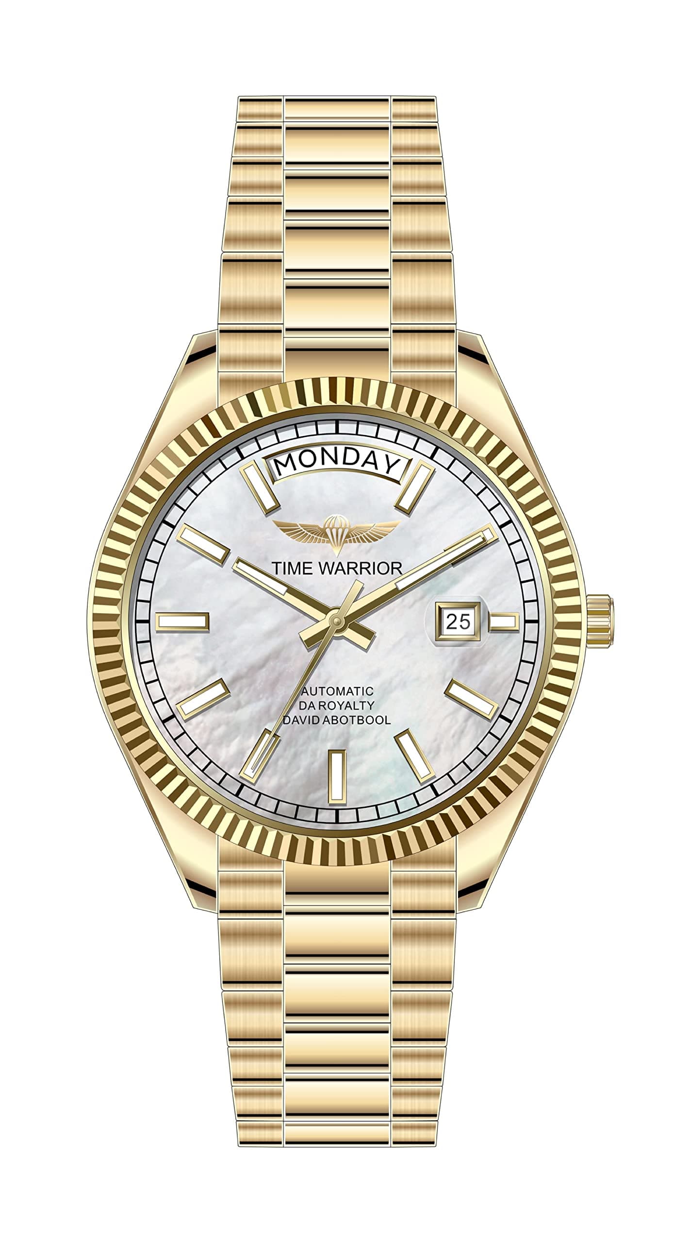 Limited Edition DA Royalty Watch, 18K Yellow Gold Diamond Mother of Pearl Gold Watch for Men 40mm