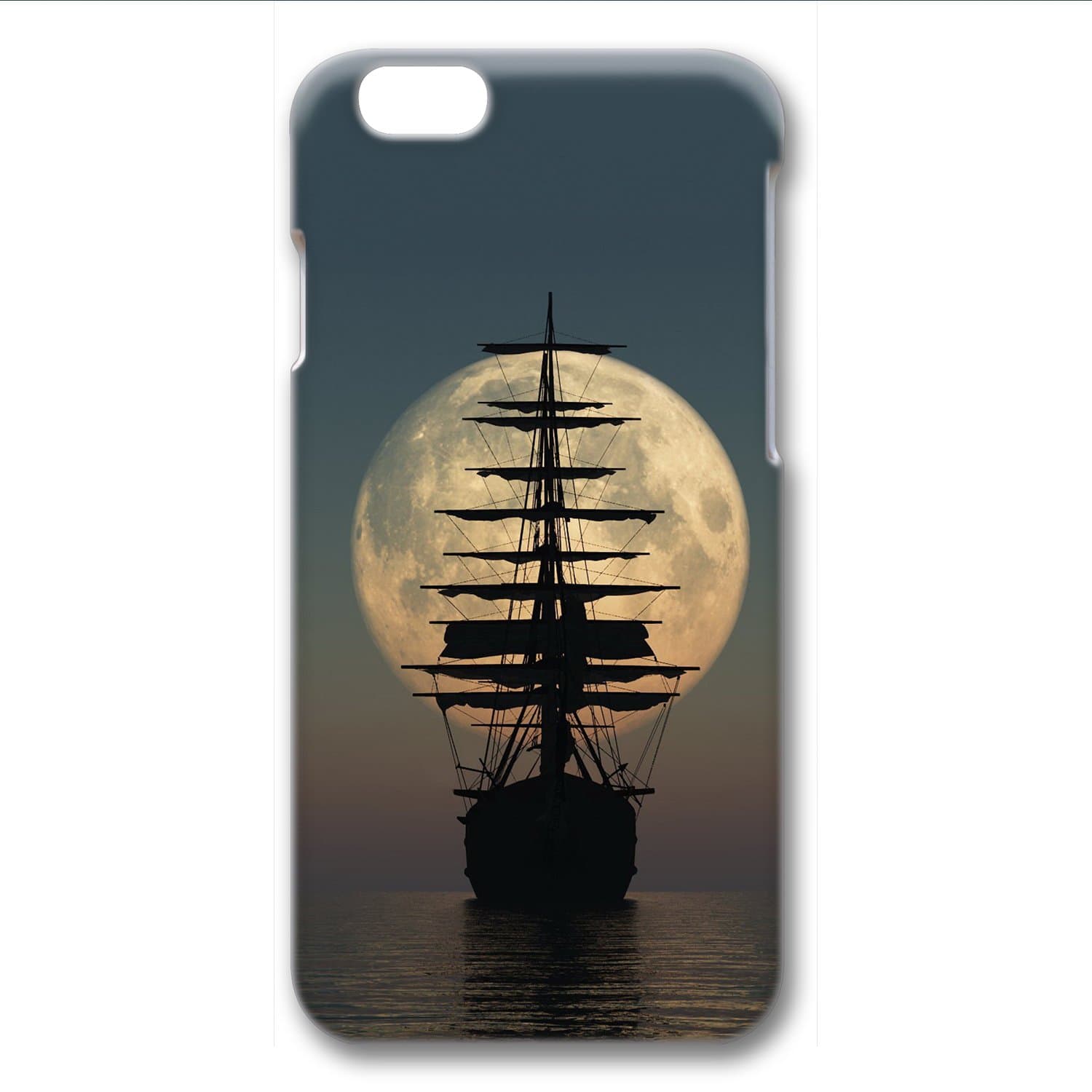 iPhone 6 Case, CUSTSIGNER 3D Surrounded Print Series Polycarbonate Scratch-Resistant Perfect Fit Anti-Slip Good Grip Case For iPhone 6(4.7) Matte Feel Surface Design Moon Silhouette Ship Sail