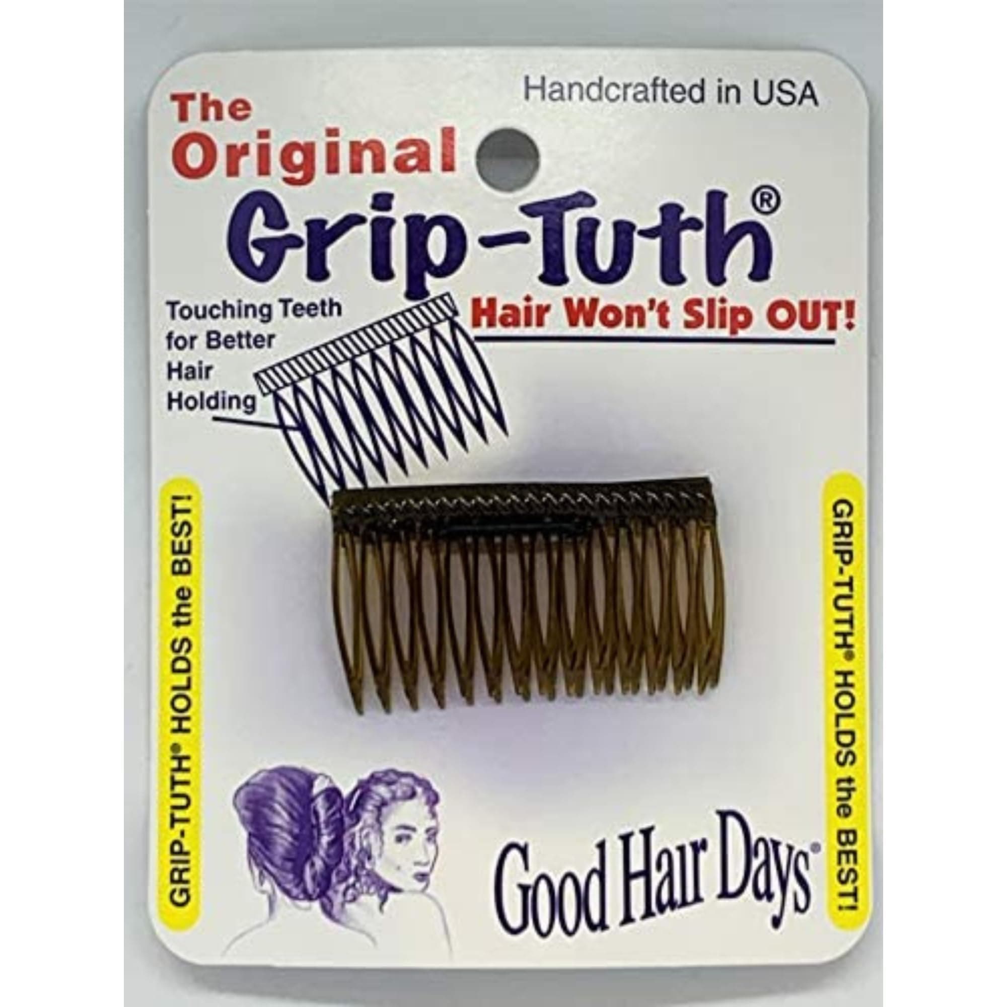 Good Hair Days Grip-Tuth Shorty Combs - Decorative & Styling Combs for Fine and Thin Hair (2 Count - 1 3/4 inch) (Tortoise)