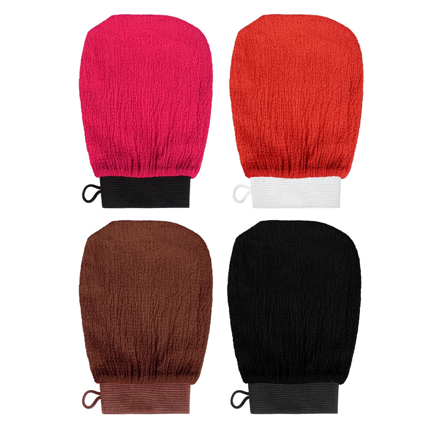 ANOTHEEE 4 Pieces Exfoliating Mitt Kessa Shower Scrub Gloves Spa Scrub Mitts Deep Body Bath Glove Dead Skin Removal for Man Women Bath Shower Spa Brush(Multi)