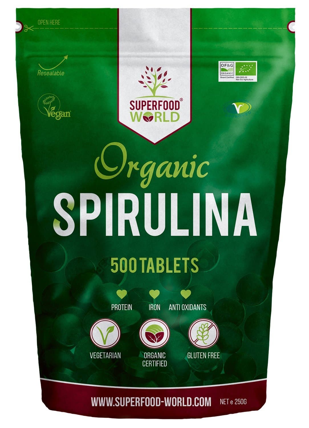 Organic Spirulina Tablets (500 X 500mg) Premium Quality Dietary Superfood | Natural Source of Vegan Protein, Iron & Vitamins | UK Certified Organic, Ideal for Sports Nutrition, Detox & Energy