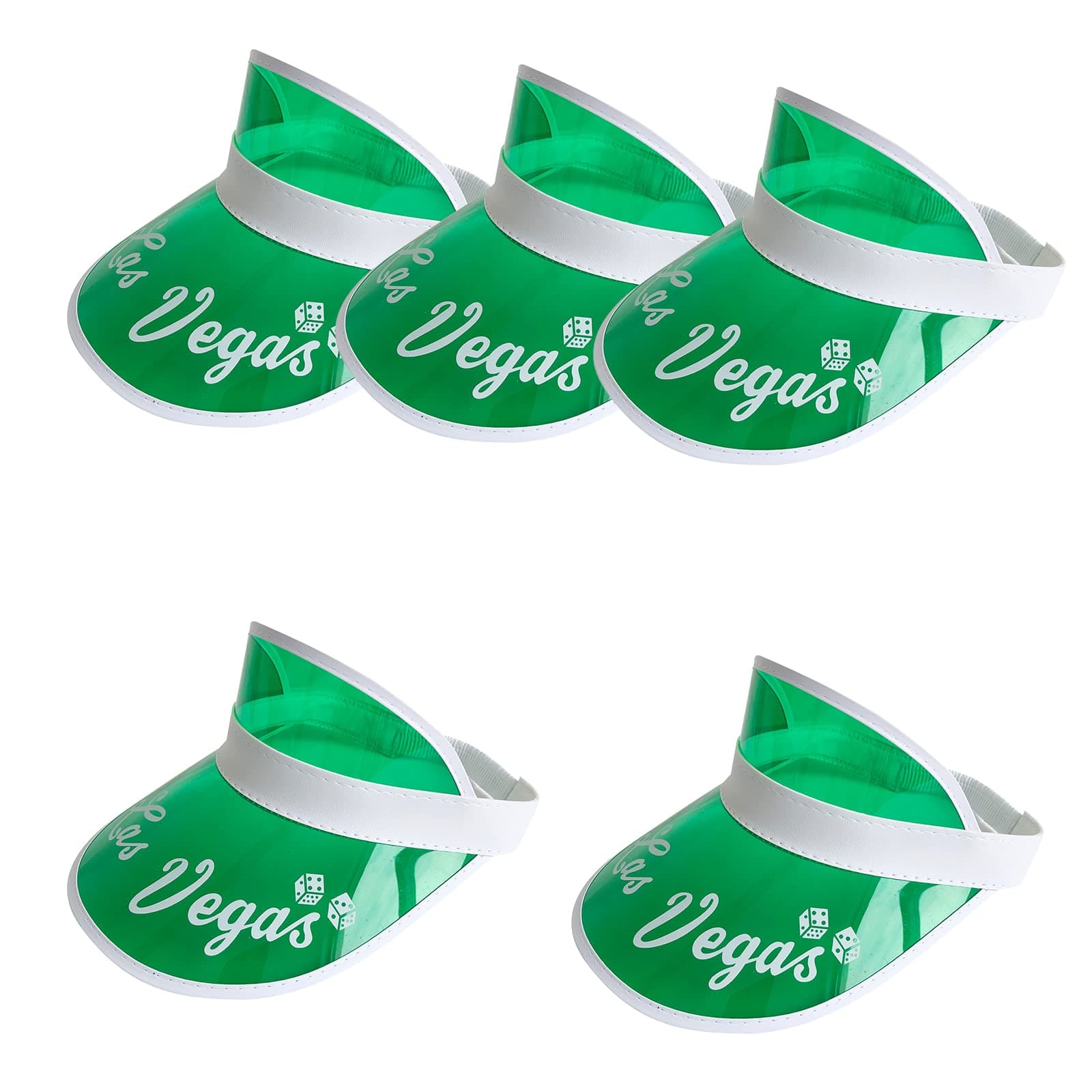 Green Poker Casino Visor - 5 Pack Las Vegas Dealer Costume Hat