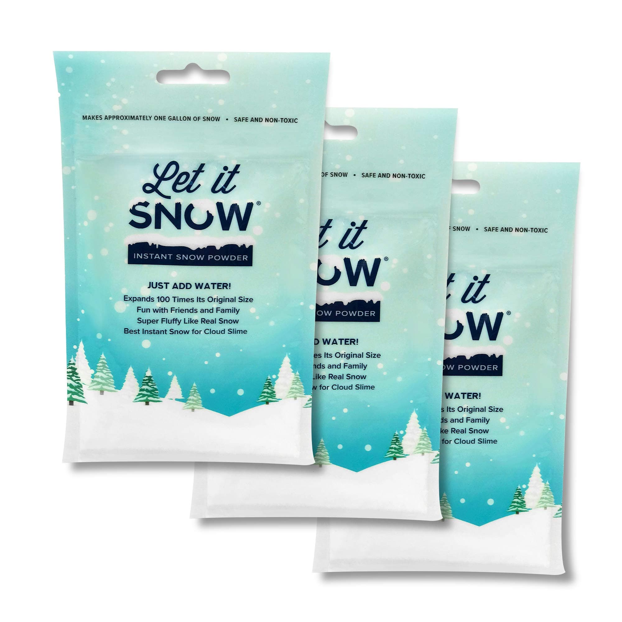 Let it Snow Instant Snow Powder | Made in The USA Premium Fake Artificial Snow | Great for Holiday Snow Decorations and Slime | Makes 3 Gallons