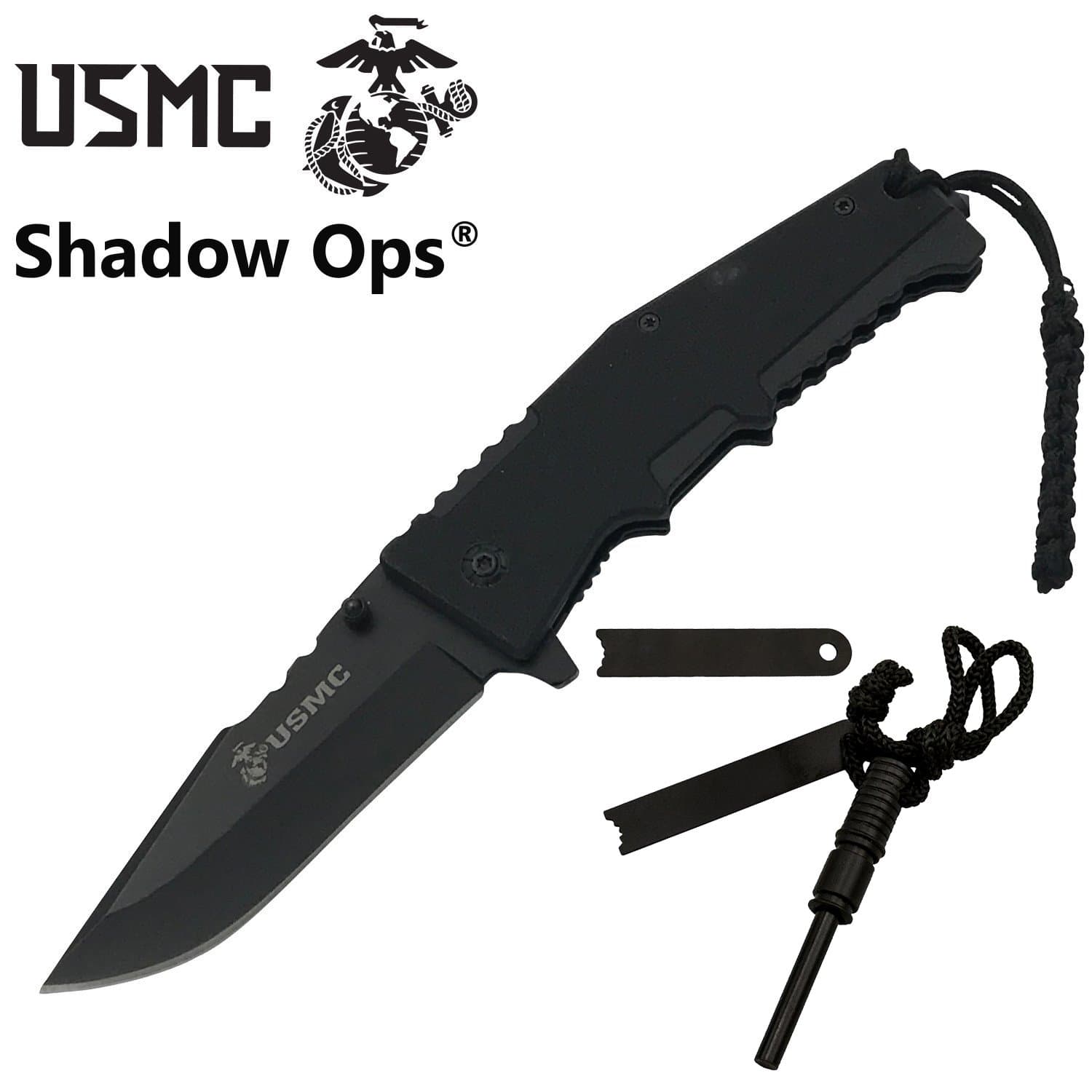Marine Corps USMC Officially Licensed Ball Bearing Folding Knife by Shadow Ops
