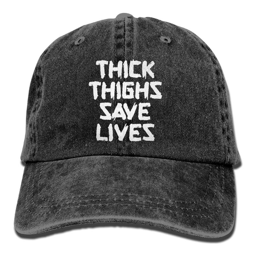 - Unisex Thick Thighs Save Lives Vintage Jeans Adjustable Baseball Cap Cotton Denim Dad Hat