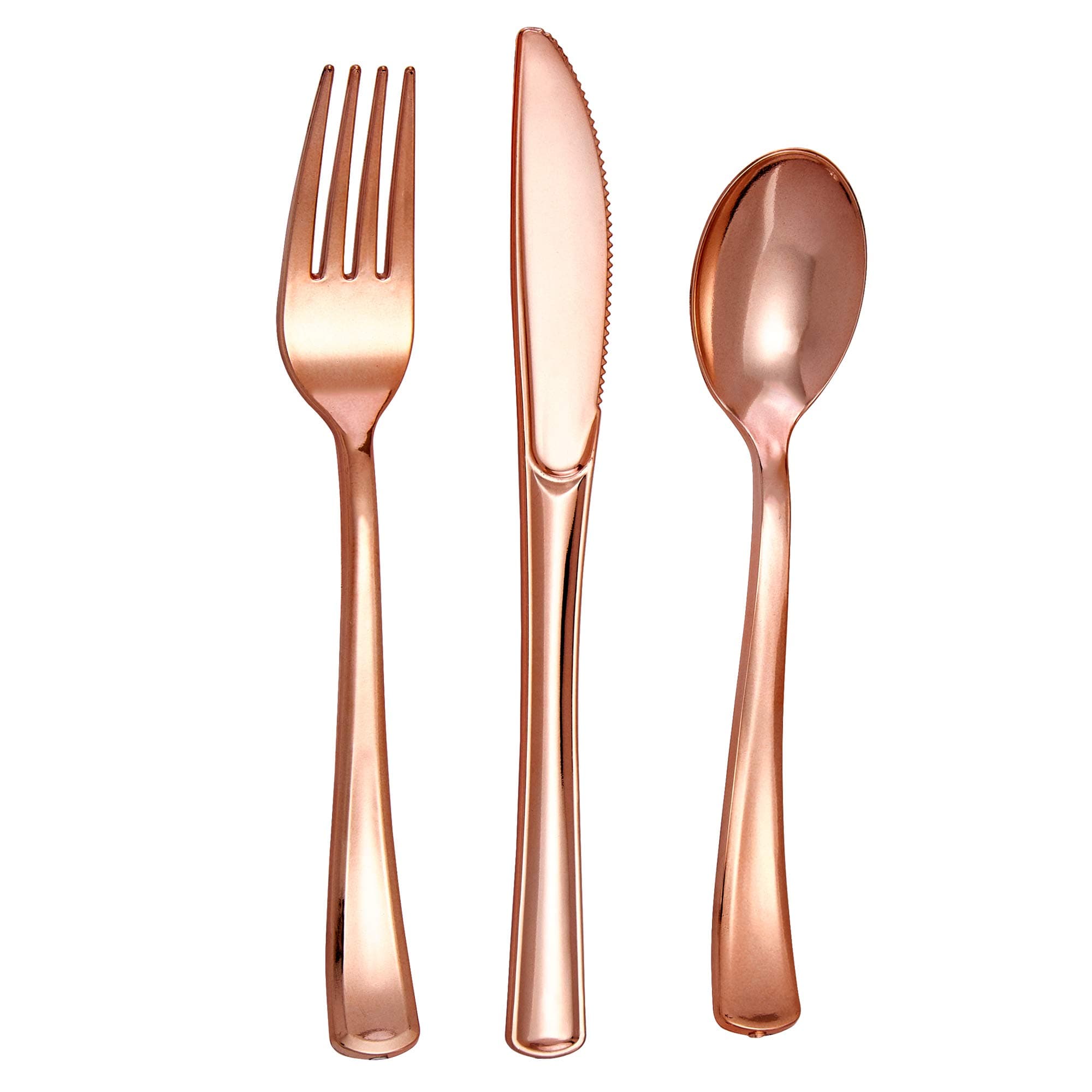 120 Plastic Silverware Set | Rose Gold Plastic Cutlery Set | Disposable Silverware Set | 40 Plastic Forks, 40 Plastic Spoons, 40 Plastic Knives | Heavy Duty Bulk Disposable Flatware Plastic Utensils