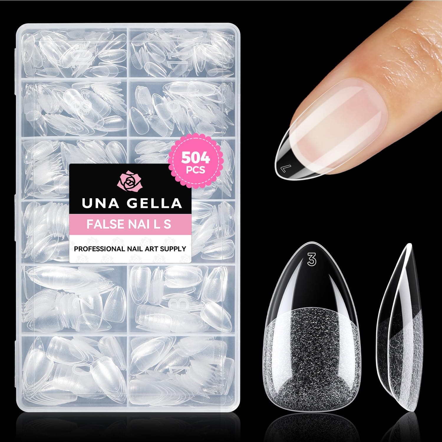 – UNA GELLA Short Almond Nail Tips: 504PCS Short Fake Nails Soft Press On Gel Nail Tips Pre Shaped Almond Shape Home Nail Extension Full Cover, 12 Sizes Acrylic Gelly Tips