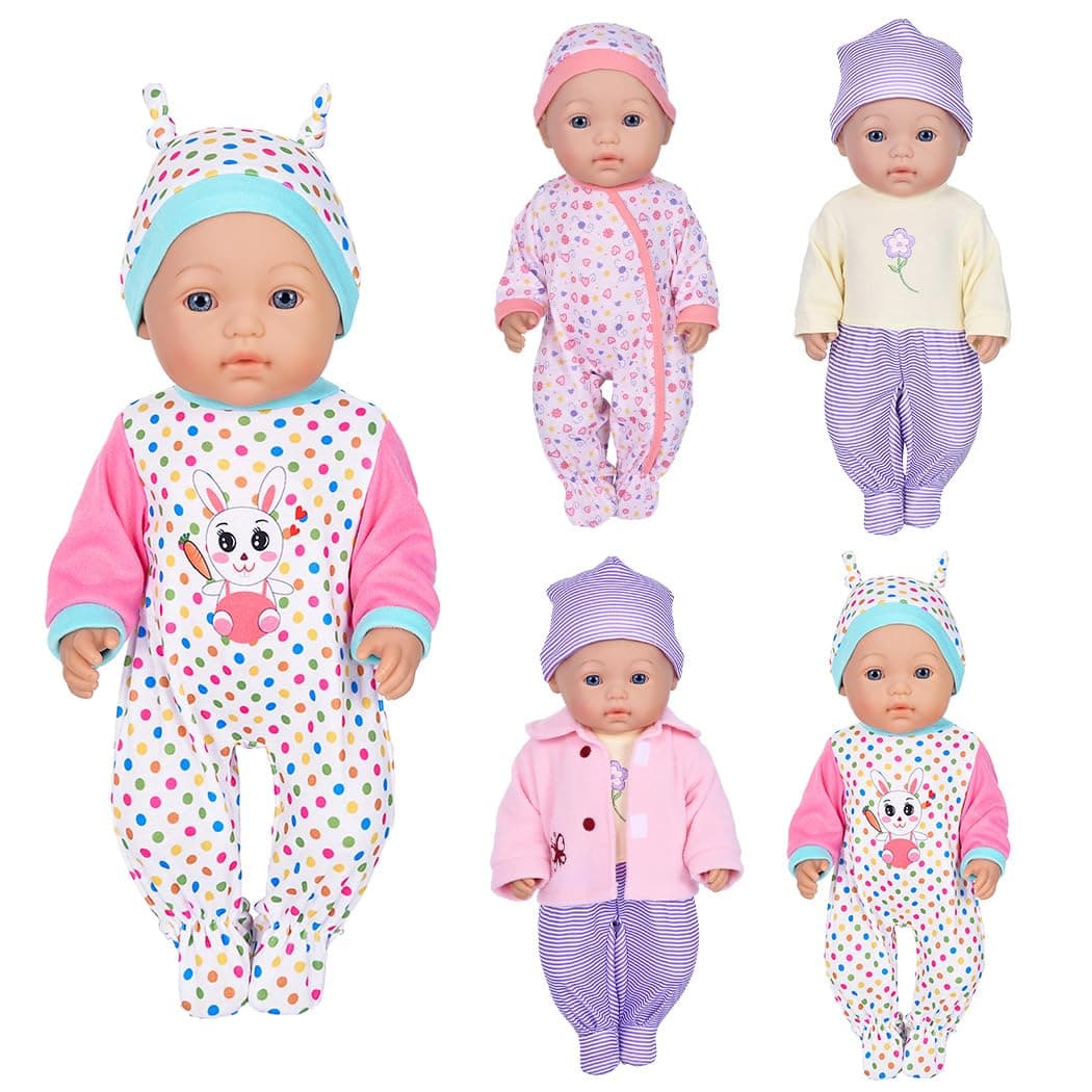 7 pcs Baby Doll Clothes Fit for 14-16 Inch Baby Doll Dresses Outfits 17 inch New Born Baby Dolls,15 Inch Baby Doll (No Doll)
