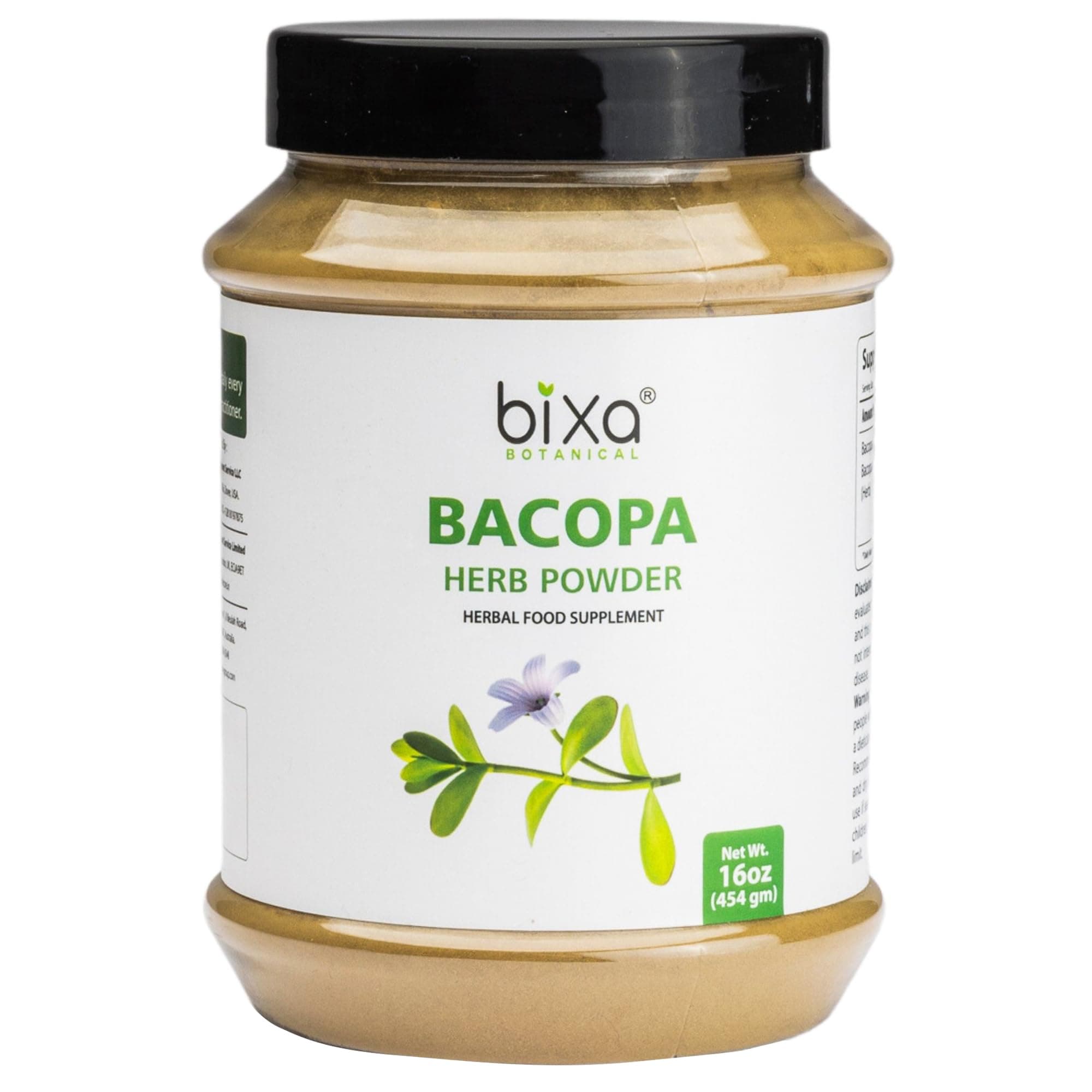 Brahmi Powder (Bacopa Powder) - 1 Pound / 16 Oz (Bacopa Monnieri/Brahmi Leaves) - Ideal Brain Tonic | Ayurvedic Herbal Supplement for Brain, Intelligence & Focus | Useful to Improve Voice Quality
