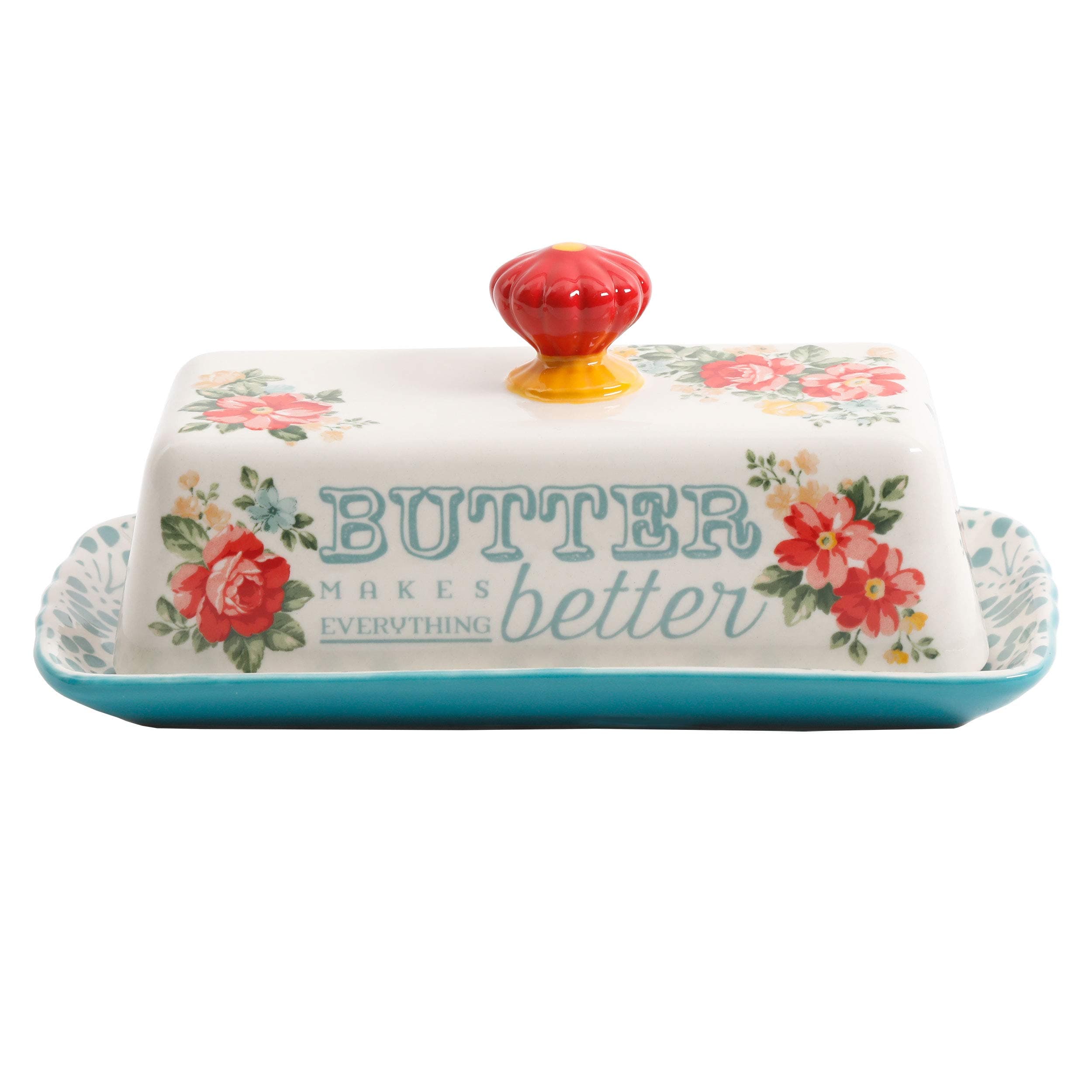 Vintage Floral Butter Dish Stoneware