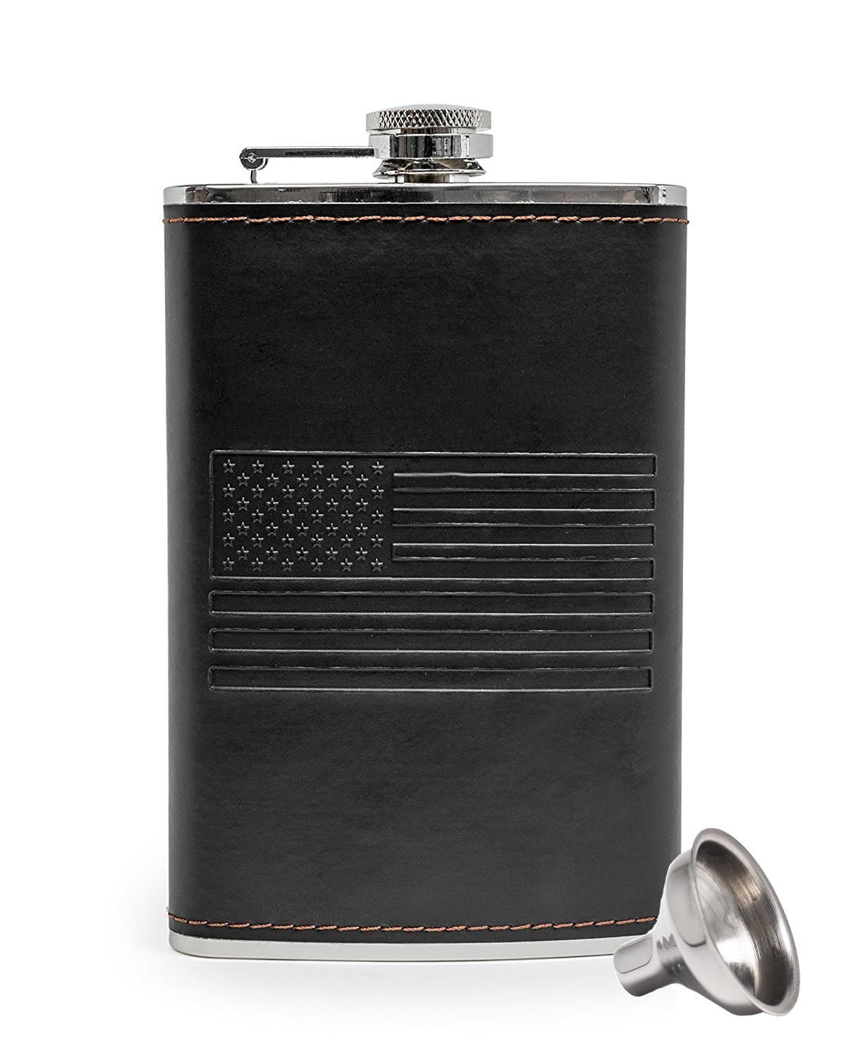 American Flag Flask Stainless Steel 8 oz Hip Flask & Flask Funnel BarMe