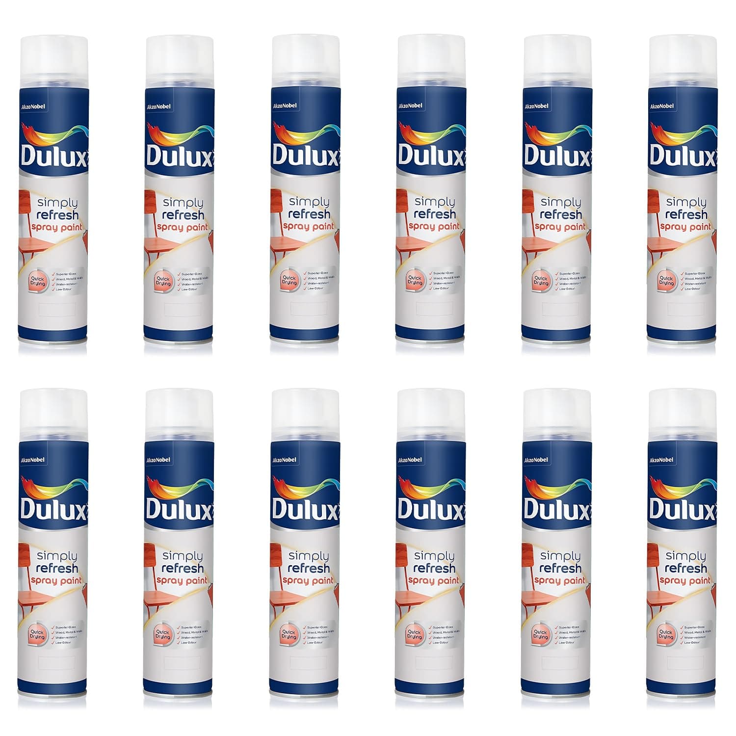 Dulux Simply Refresh Spray Paint | DIY, Quick Drying Gloss Finish for Metal, Wooden Furniture, Plastic, Walls, Cars & Bikes – 12 X 400ML (Phiroza)