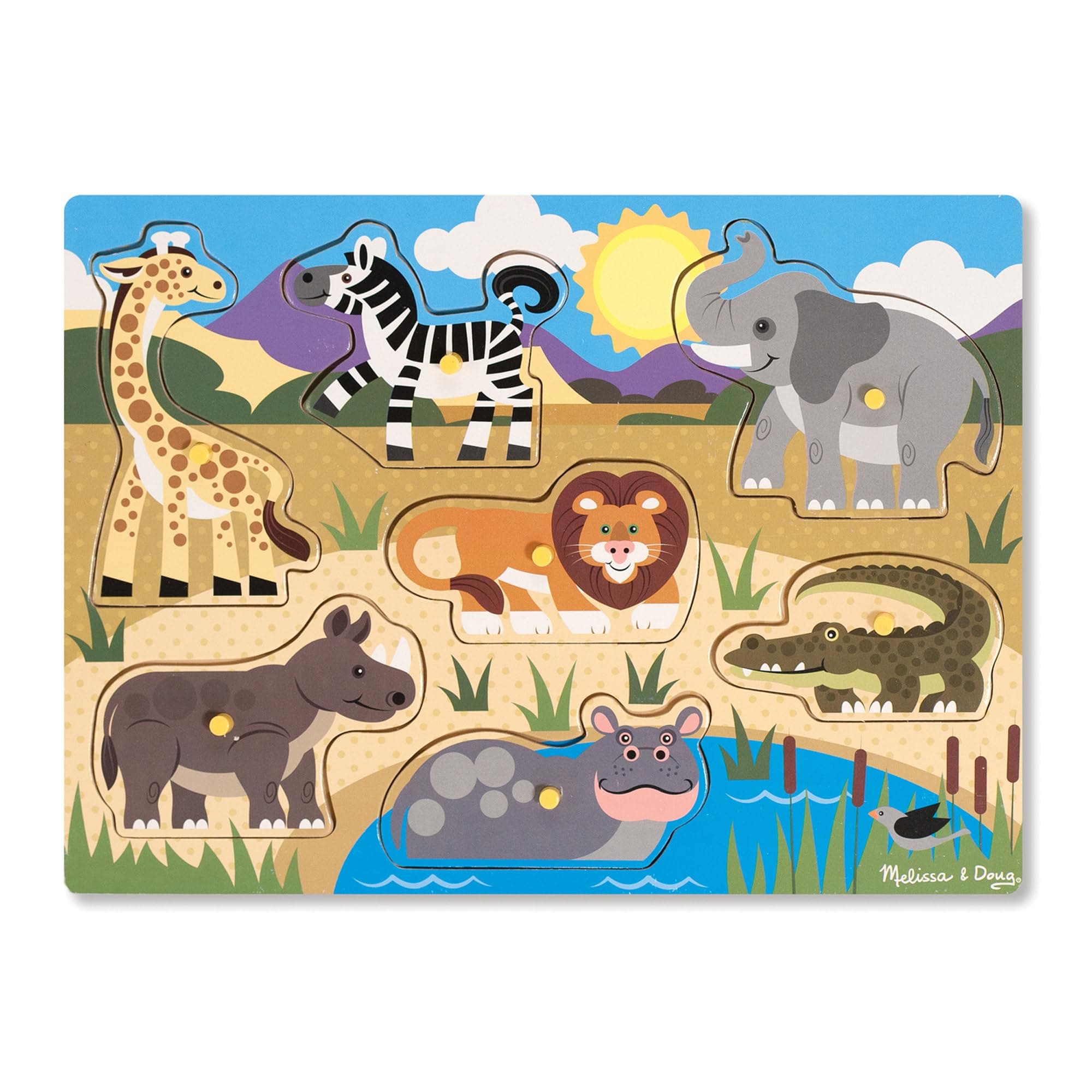 Melissa & Doug Wooden Toys - Safari Peg Puzzle for Children, Learning Toys for 2 Year Olds Toddler Puzzles Gifts, Kids Wooden Puzzles for 2 Year Olds, Jigsaws for Children Age 2-4
