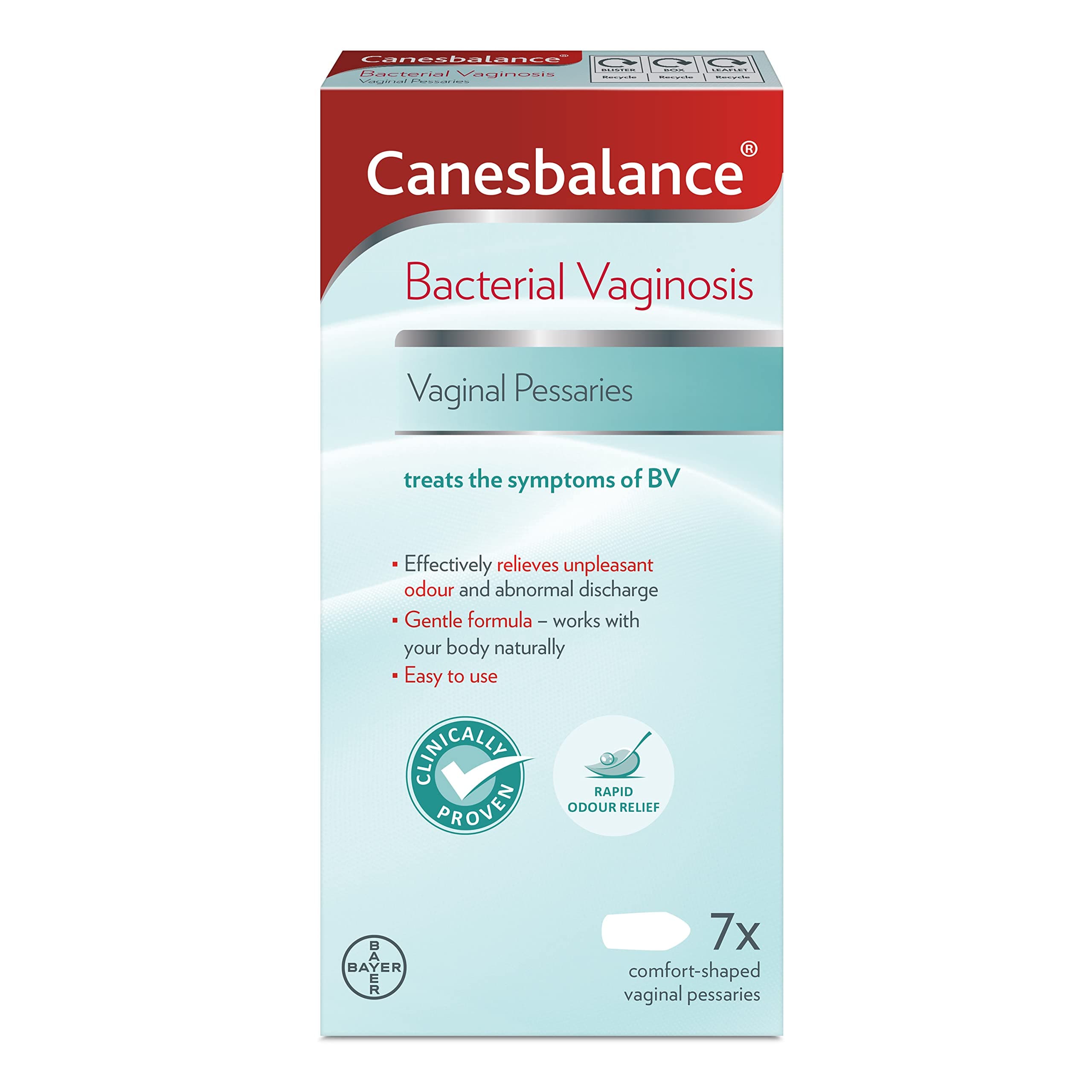 CanesBalance Vaginal Pessaries | Bacterial Vaginosis Symptom Treatment | Starts To Work Immediately To Relieve Unpleasant Intimate Odour Associated With BV | Clinically Proven - Pack Of 7