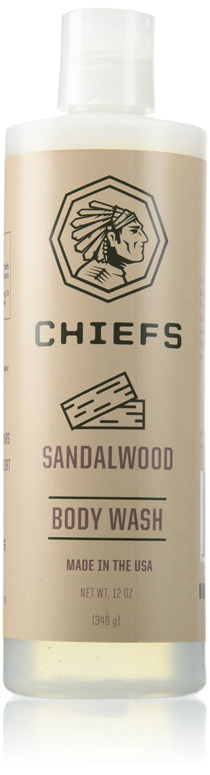 Sandalwood Men's Body Wash - The best moisturizing natural body wash for men - A shower gel 100% made in the USA. Lathers amazing with a long lasting scent (1 Bottle) 12oz