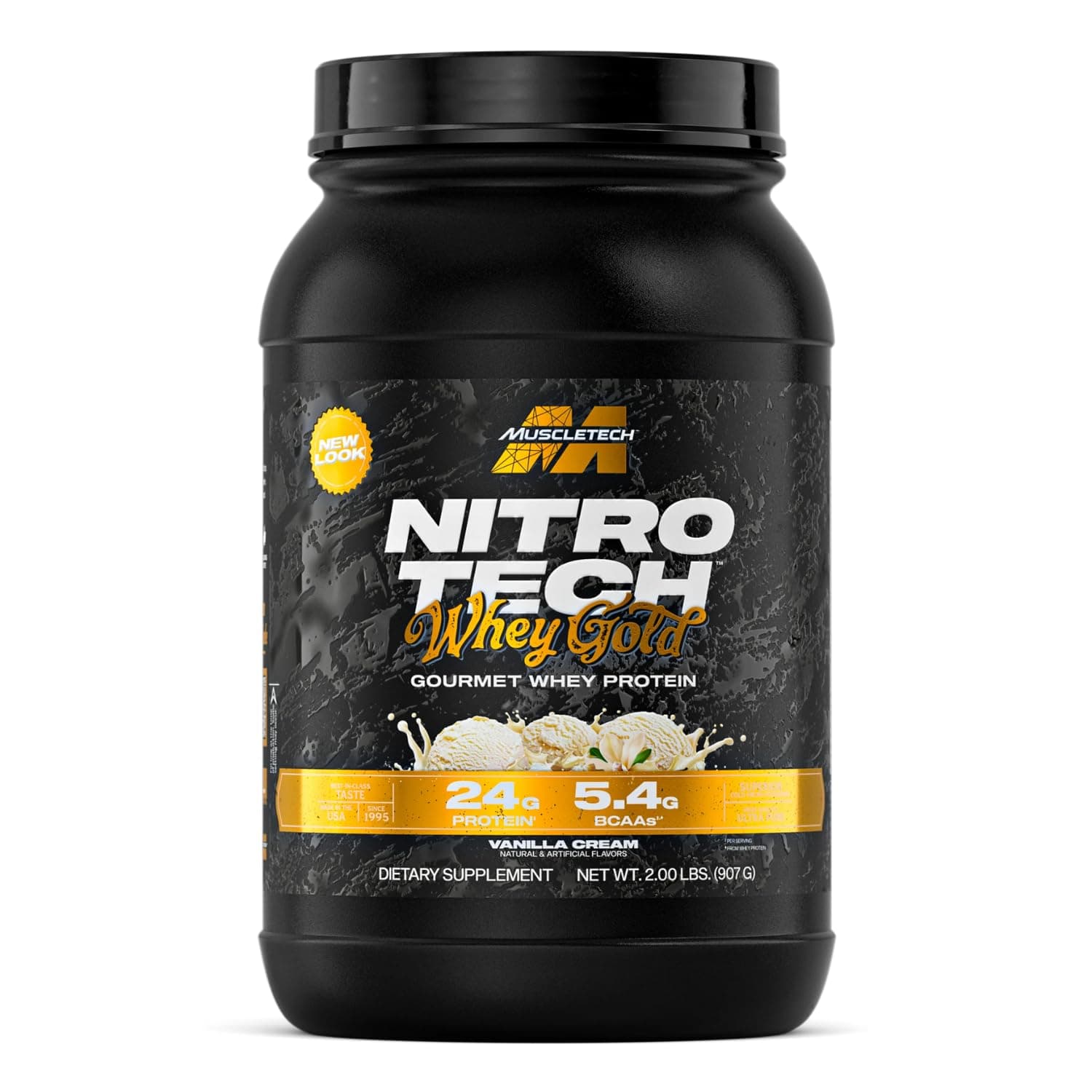 Nitro-Tech | Whey Gold | Whey Isolate & Peptide | Without Gluten & Rapid Absorption | Lean Muscle and Rapid Recovery | Vanilla Cream | 907 grams | 27 Servings