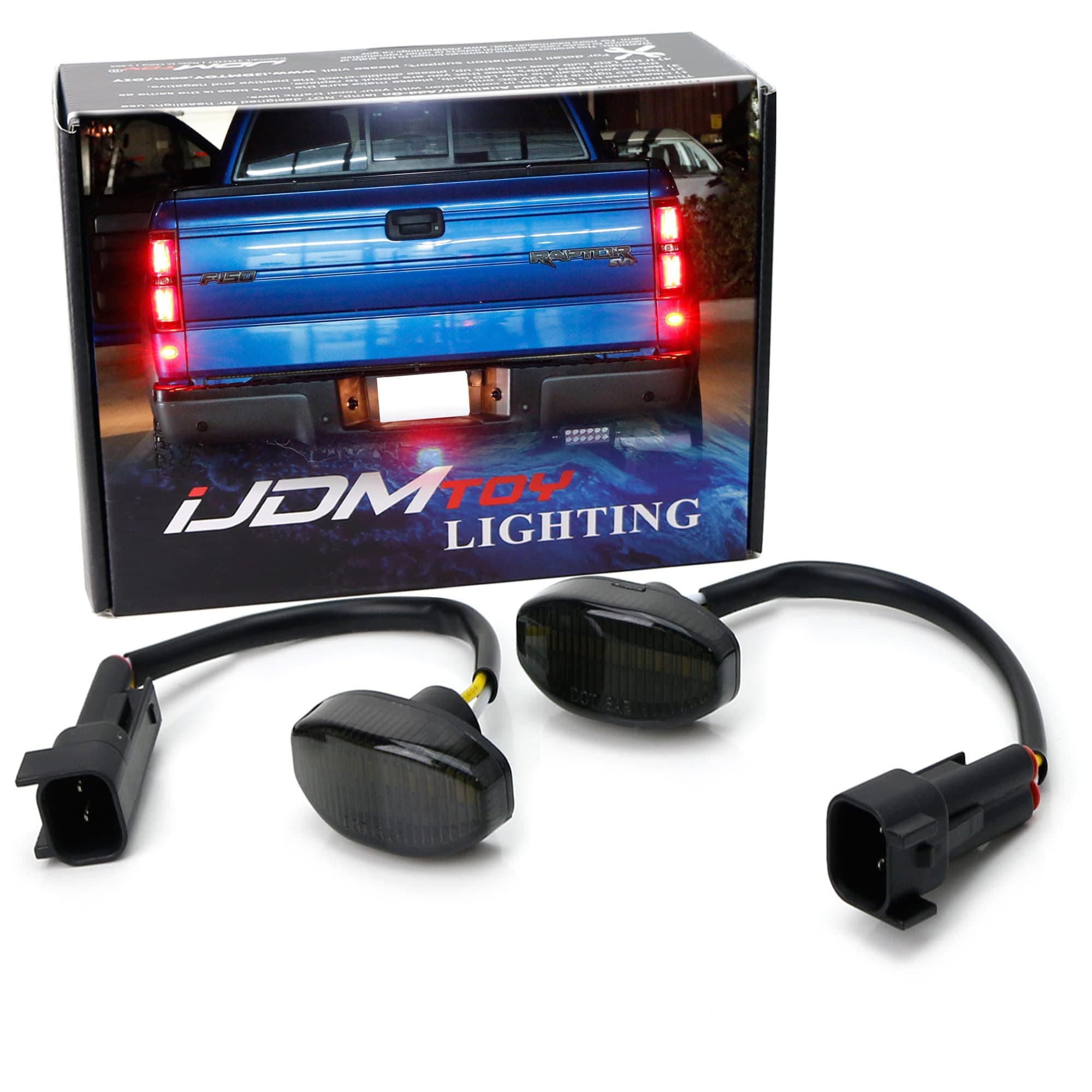 iJDMTOY Smoked Lens Red Full LED Below Taillight Rear Side Marker Light Kit Compatible with 2010-14 Ford Raptor, Powered by 12-SMD LED, Replace OEM Back Sidemarker Lamps