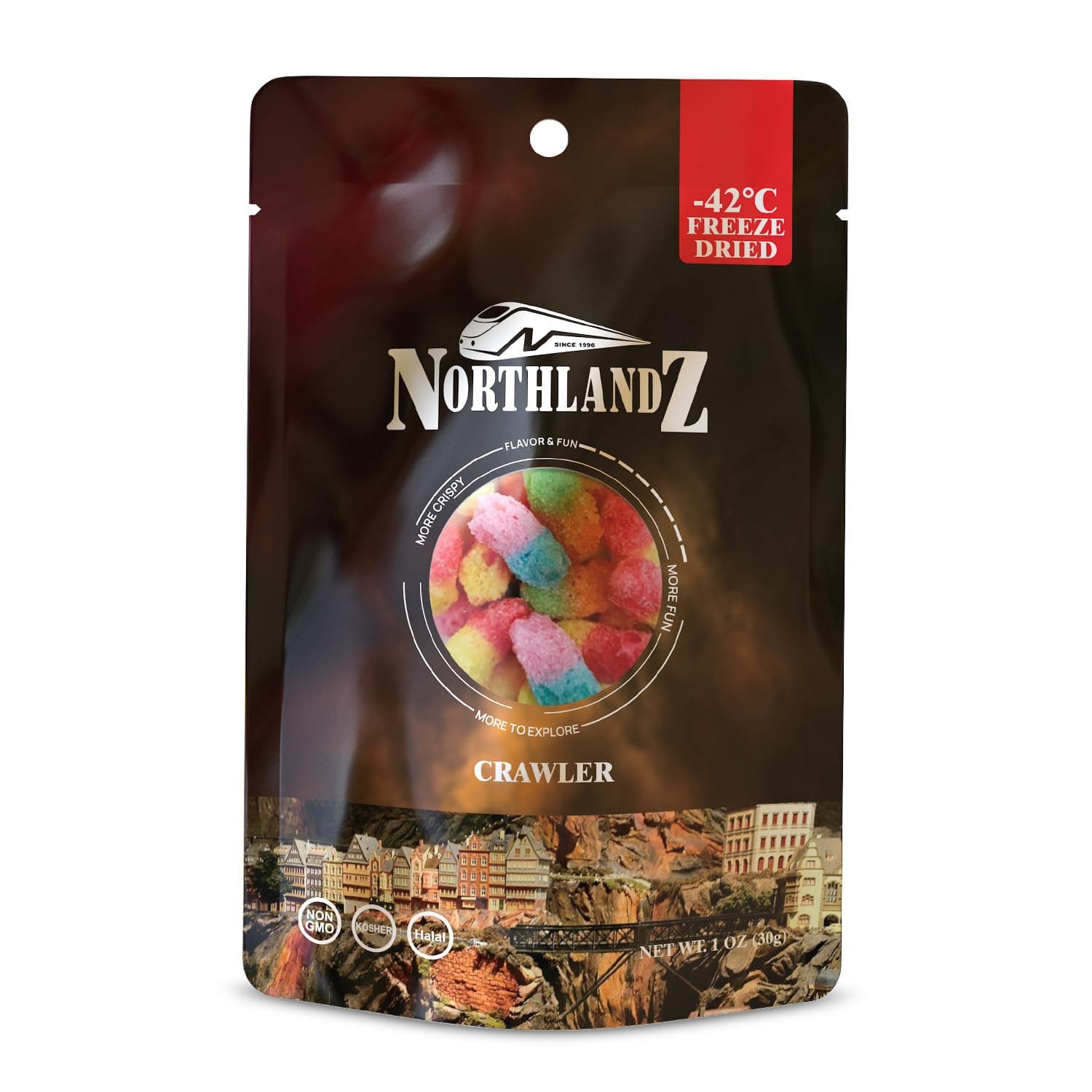 NORTHLANDZ Freeze Dried CRAWLER CANDY | Sweet & Sour Gummy Candy with a Crunch 1oz/each | Intense Fruit Flavors | Unique Freeze-Dried Snack Treat